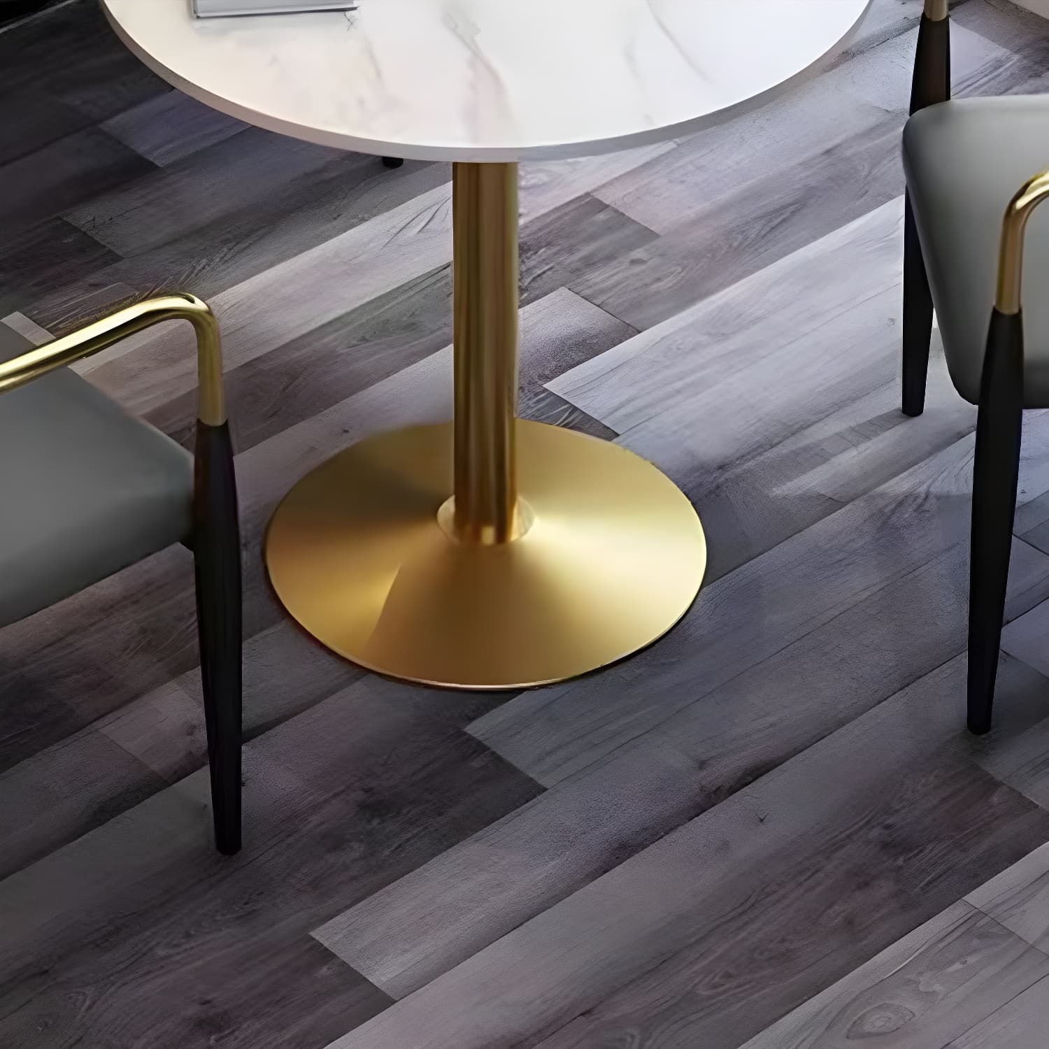 Round Sintered Stone Top Table Contemporary Metal Base Dining Table - image 9