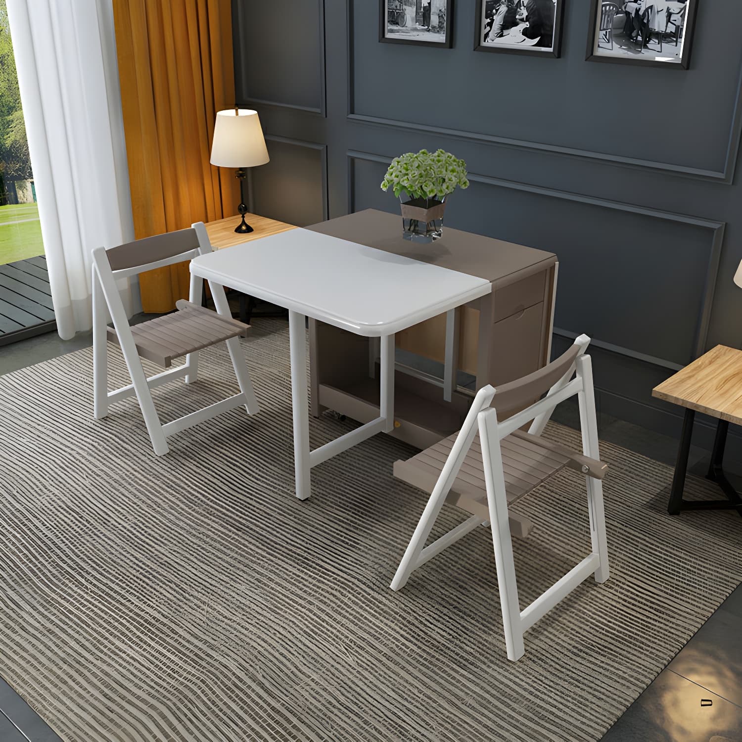 Trendy Collapsible Solid Wood Dining Set Non-adjustable Standard Height - image 9