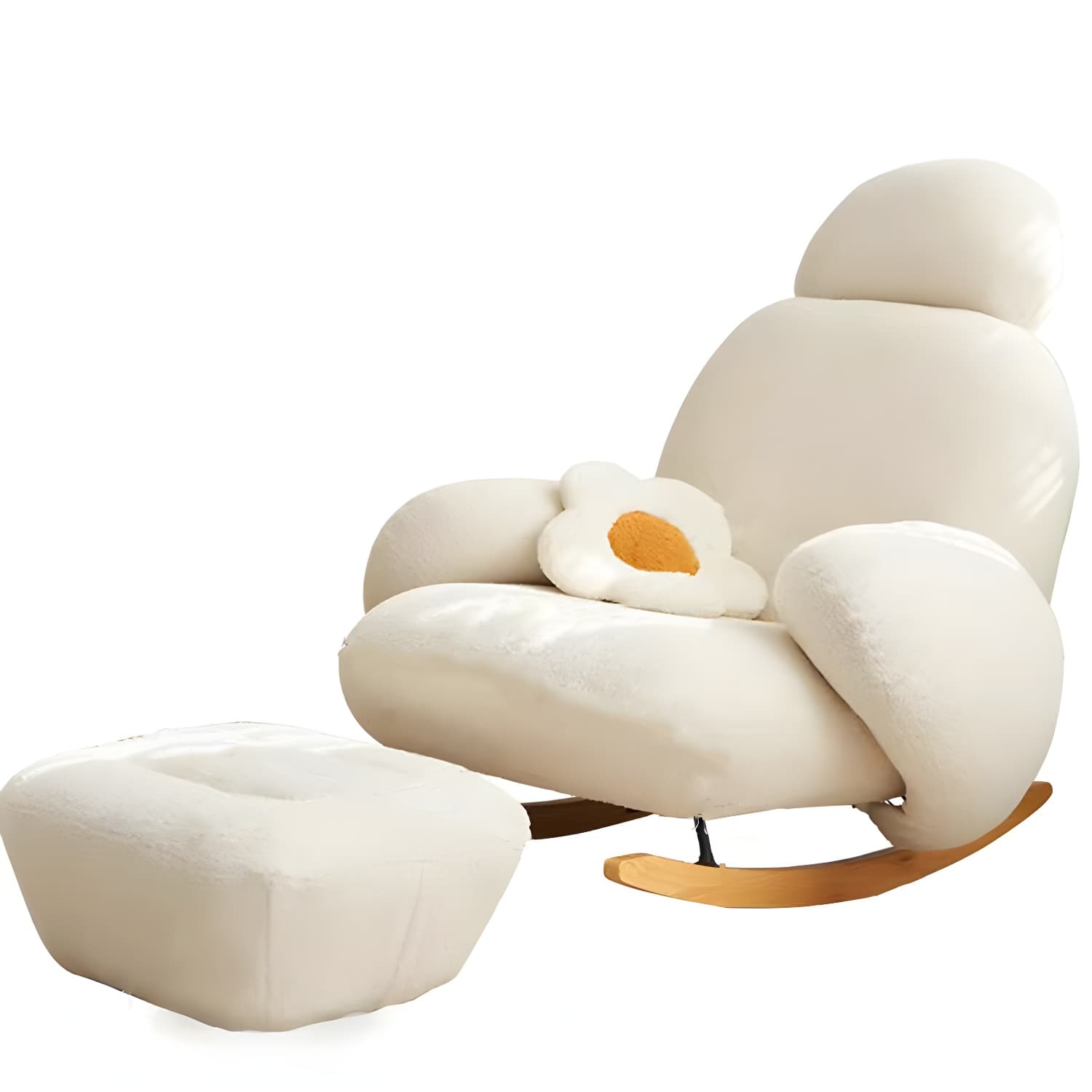 37" Wide Solid Wood Upholstered Rocking Accent Chair with Legs - image 13