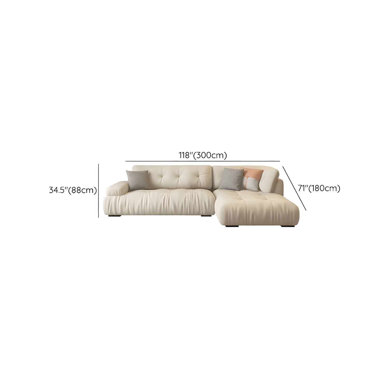 Flannel Upholstered Sectional Sofa in Gray with Scandinavian Wooden Frame - image 17