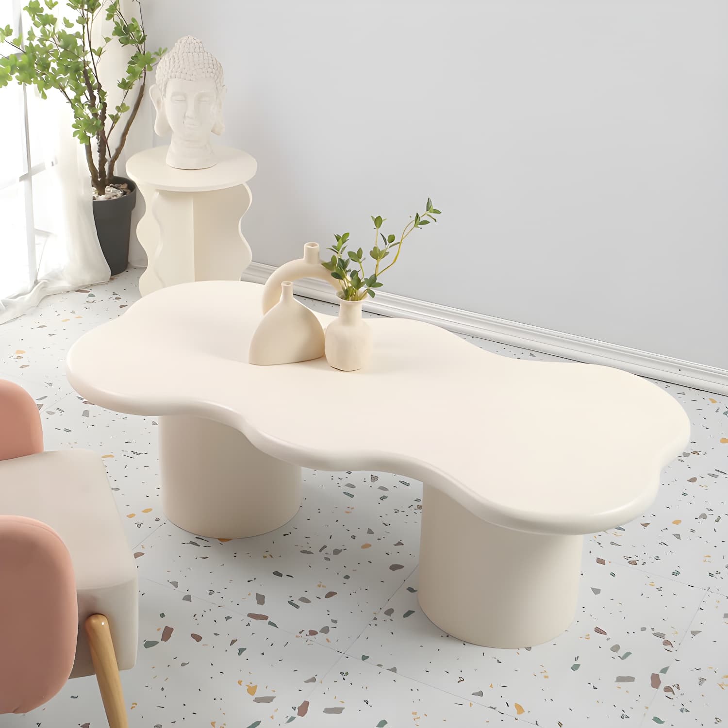 Solid Wood Coffee Table White Minimalist Coffee Table for Living Room - image 3