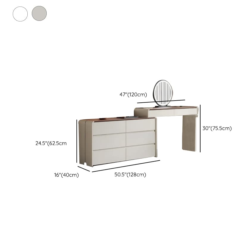 Large White Vanity Set with Upholstered Chair, 5/8 Drawers, Mirror Lights, Lighting, and Scalable Design - image 12