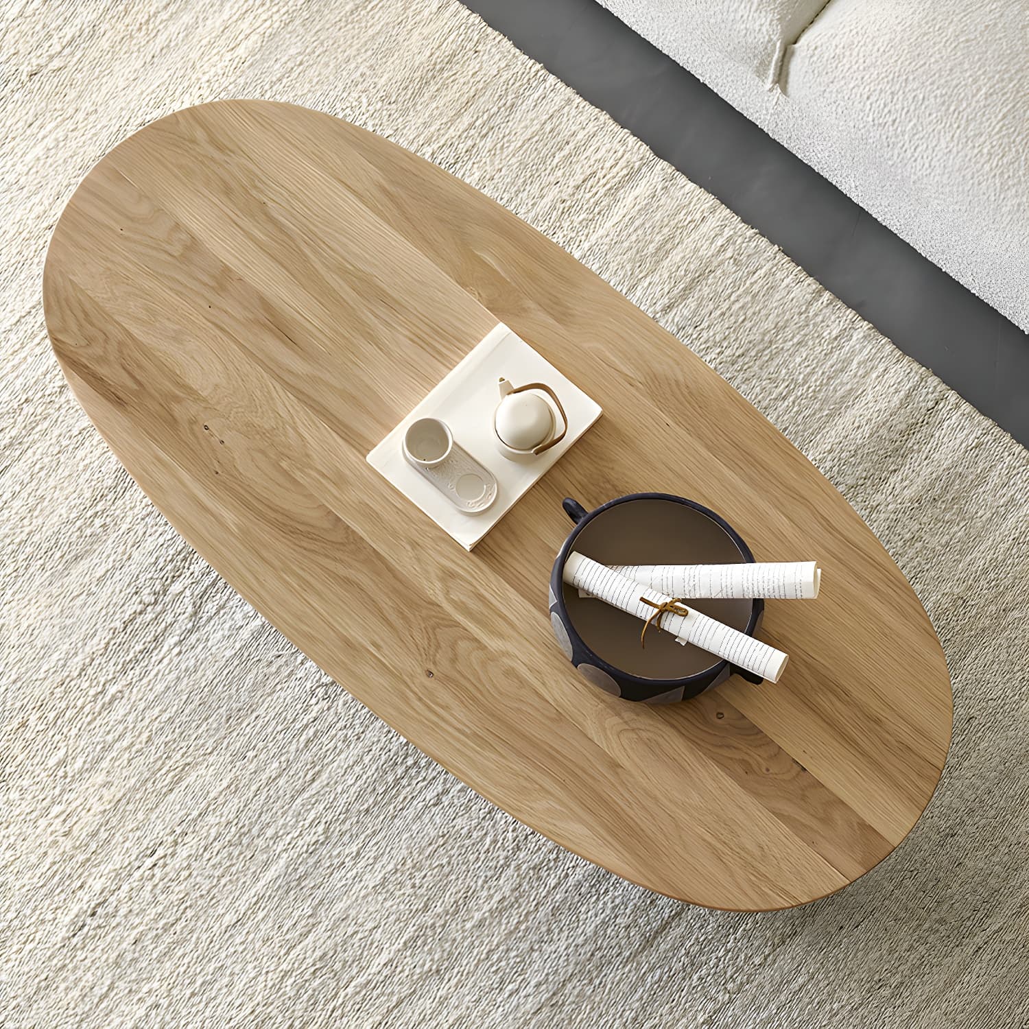 North European Wooden Coffee Table Oval Coffee Table for Living Room - image 3