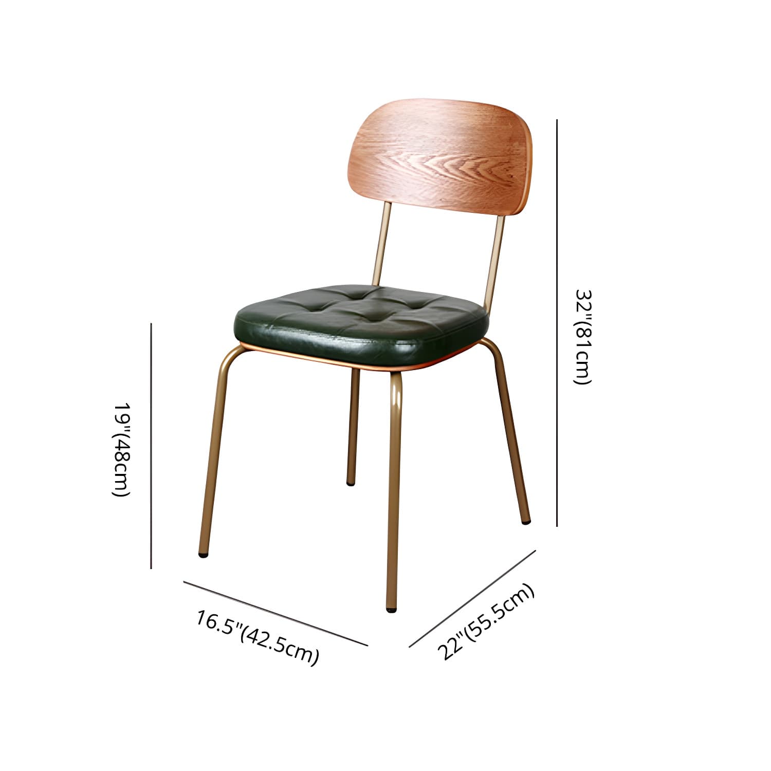 Industrial Style Leather Dining Side Chair Dining Room Open Back Side Chair Set - image 17