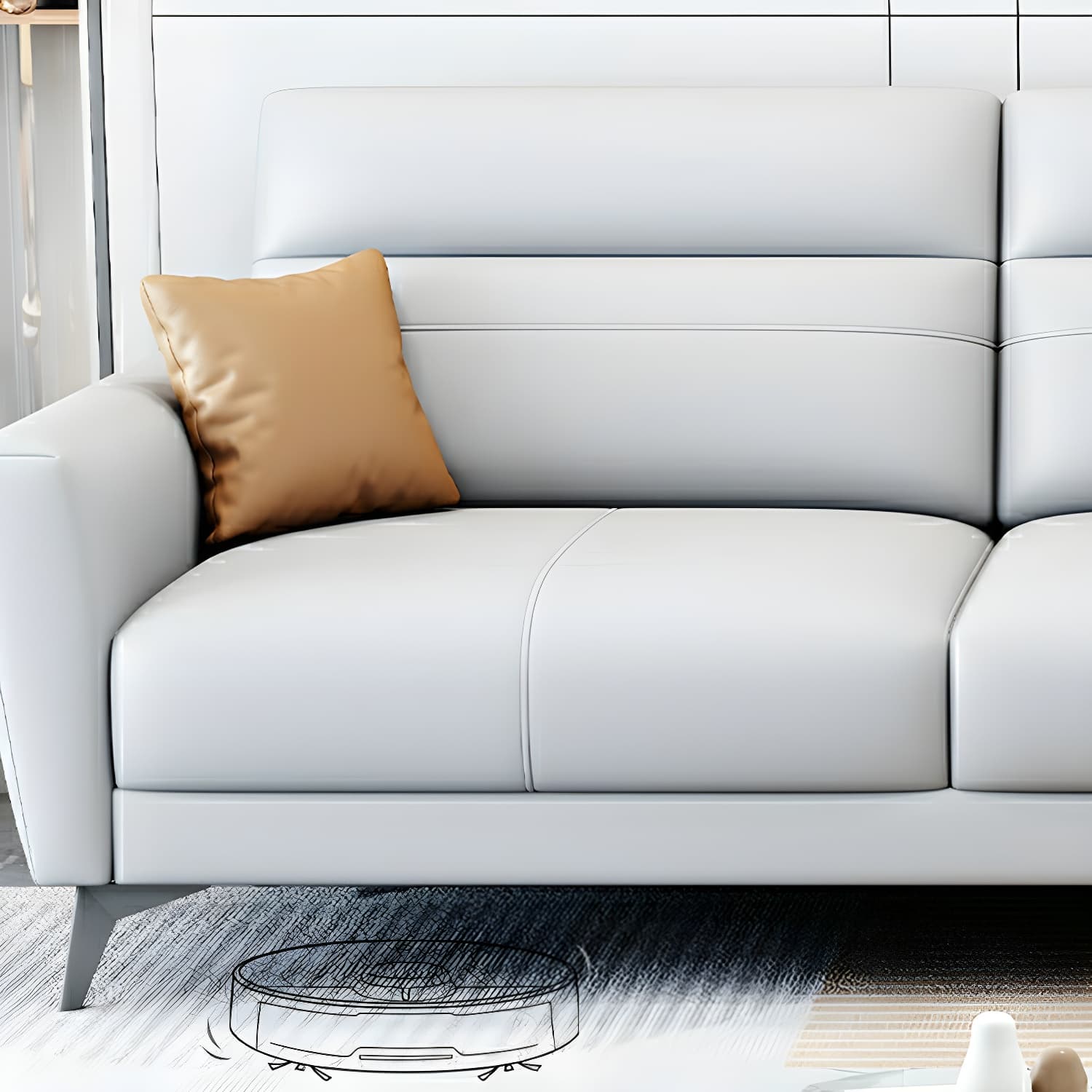 Modern L-Shape Stationary Sectional Sofa Chaise with Flared Arm Design - image 15