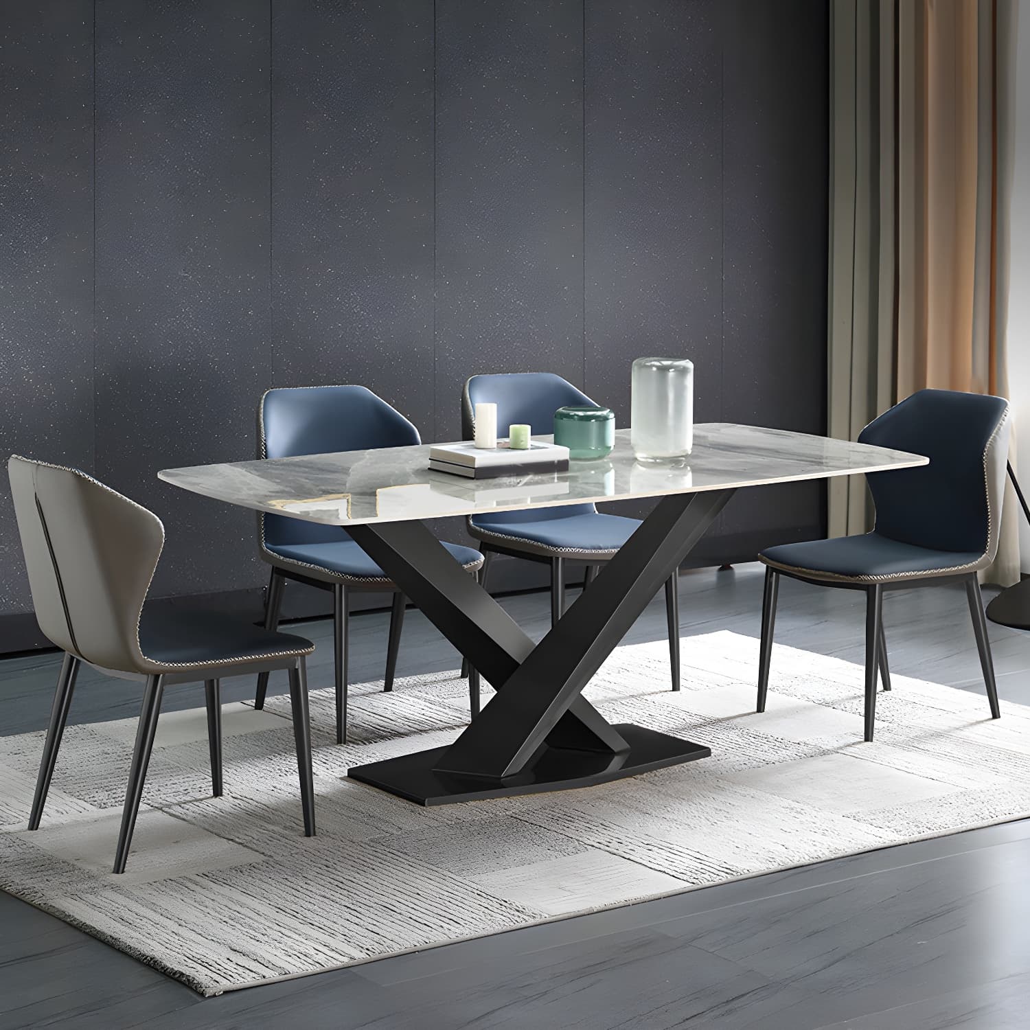 Modern Sintered Stone Top Dining Set Rectangular 1/4/5/7 Pieces Dining Area Table Set - image 3