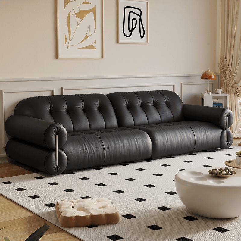 Modish Solid Color Stain Resistant Standard Sofa/Loveseat in Black/Light Gray/Light Brown with 3-seater/4-seater/5 Person Capacity