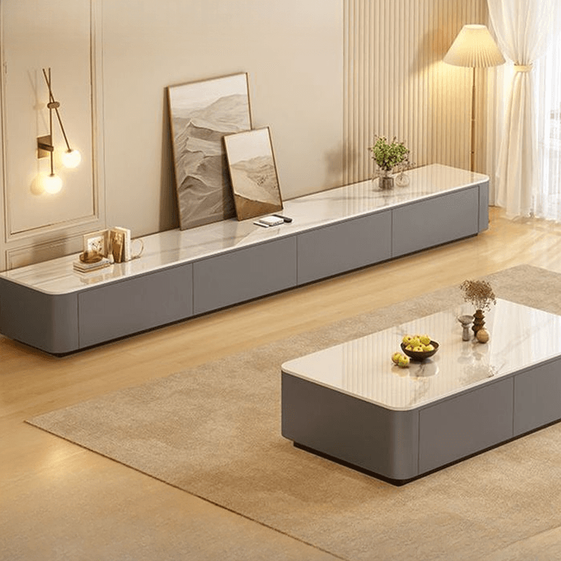 Modern Simple Style Glass TV Stand with 4-Drawer/3 Drawers - image 6