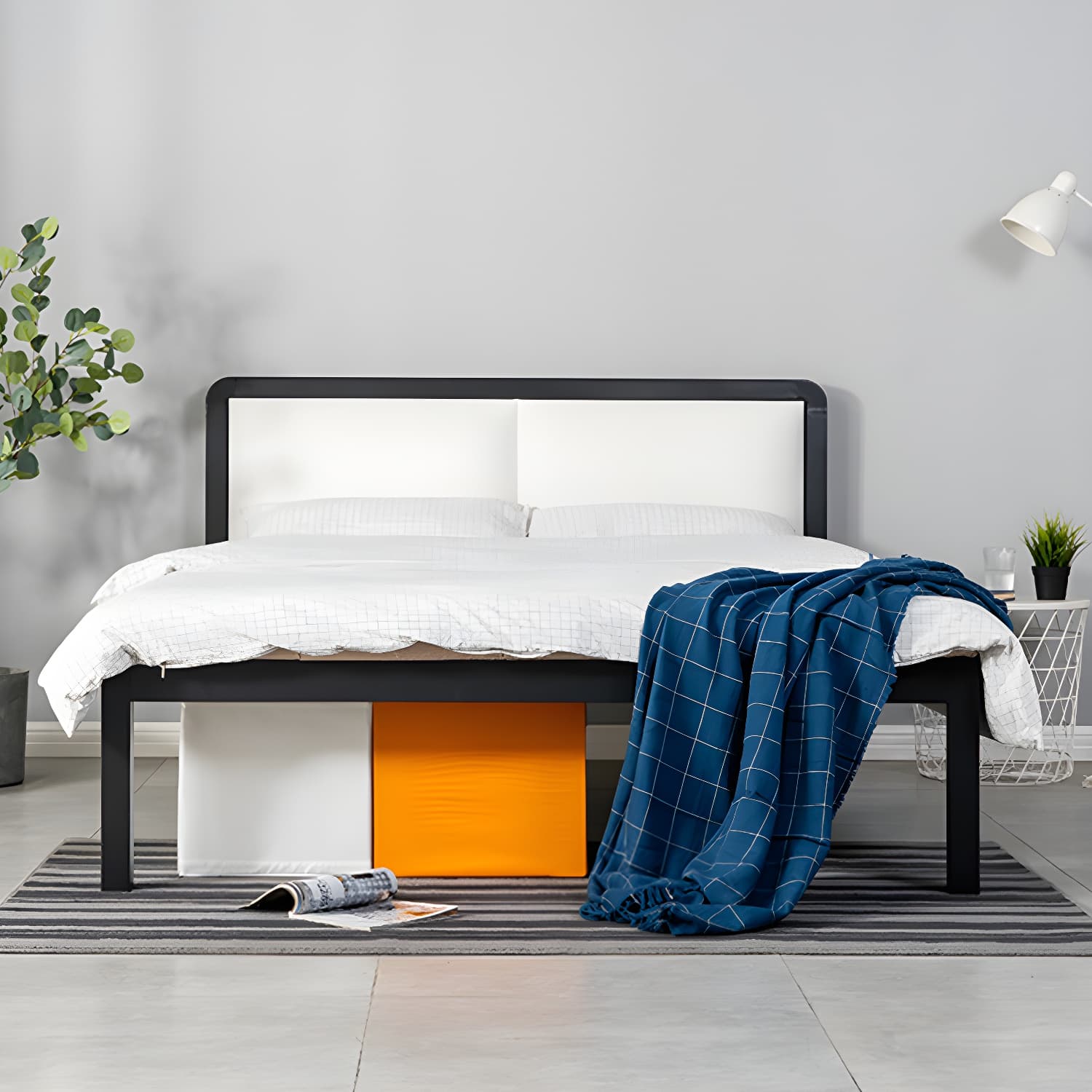 Slat Bed 36.61"H Adjustable Height with Open-Frame Upholstered Headboard - image 3