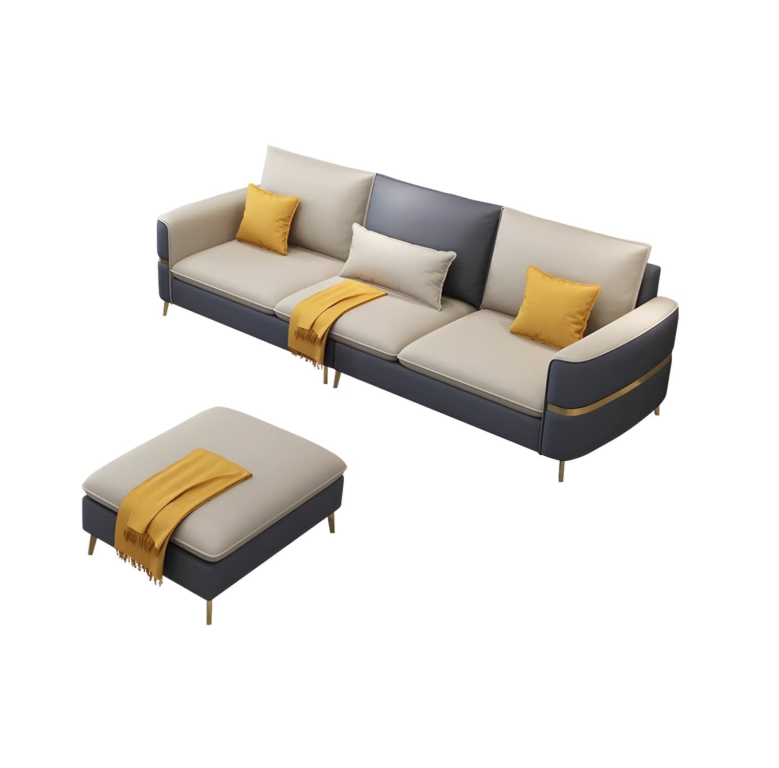 Glam Beige Tech Cloth Sectional Sofa with Pine Frame in Stationary Design - image 13