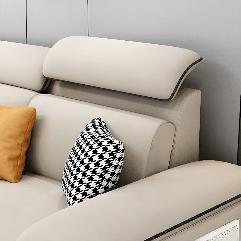 Casual L-Shape Stain Resistant Cream Sofa Recliner with Left/Right Hand Facing Square Arm and Chaise Component - image 3