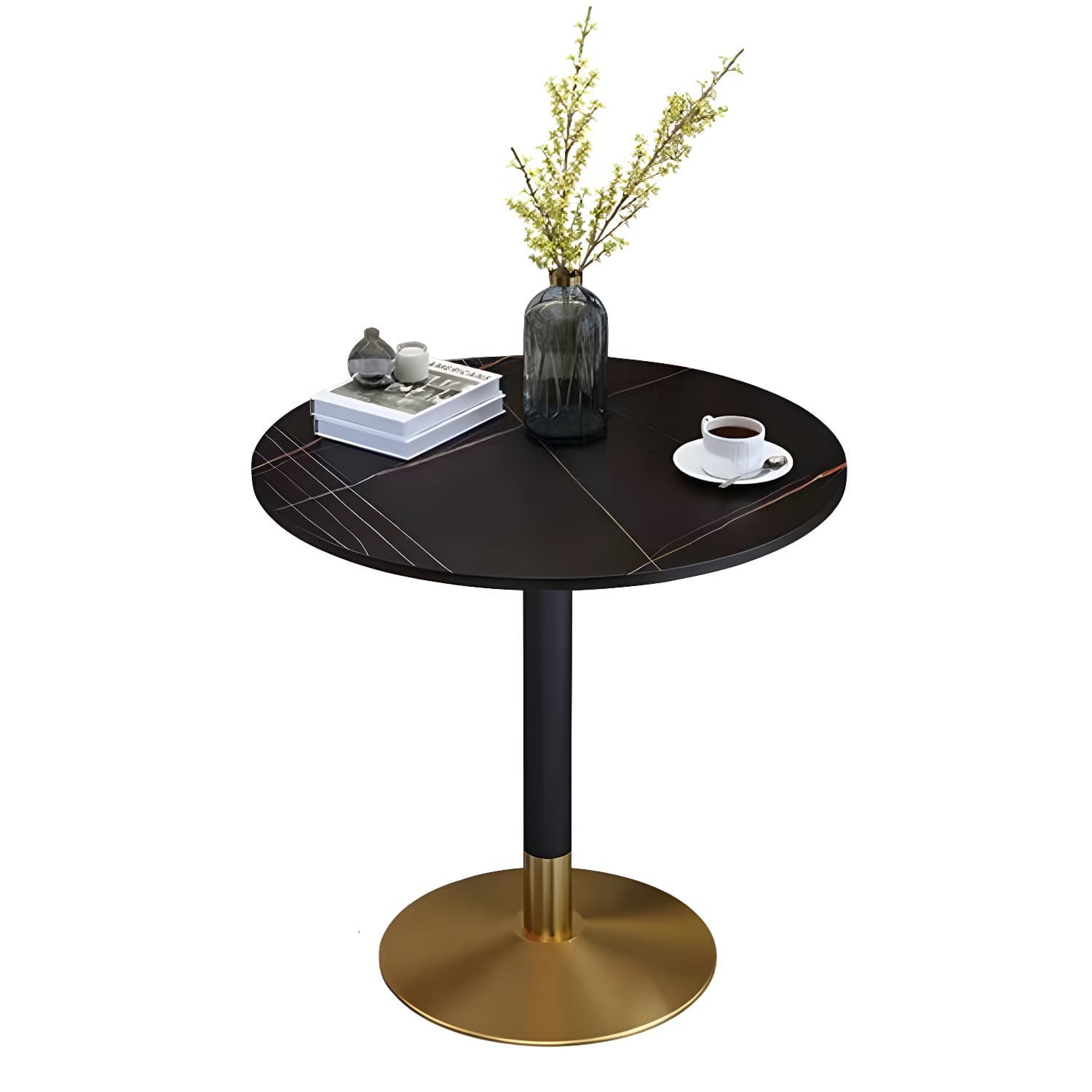 Round Sintered Stone Top Table Contemporary Metal Base Dining Table - image 15