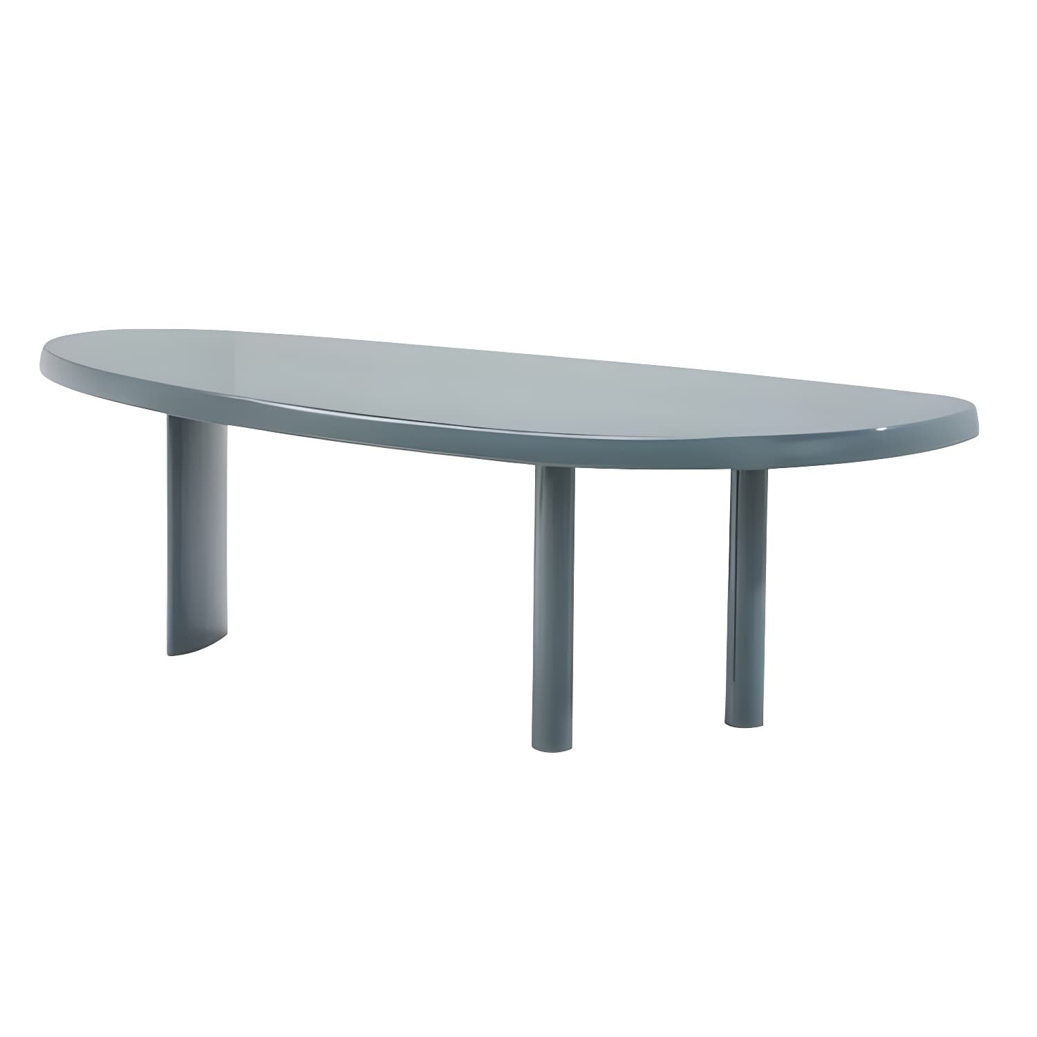 Blue Free Form Scandinavian Dining Table with Wood Top and Legs Standard Height - image 5