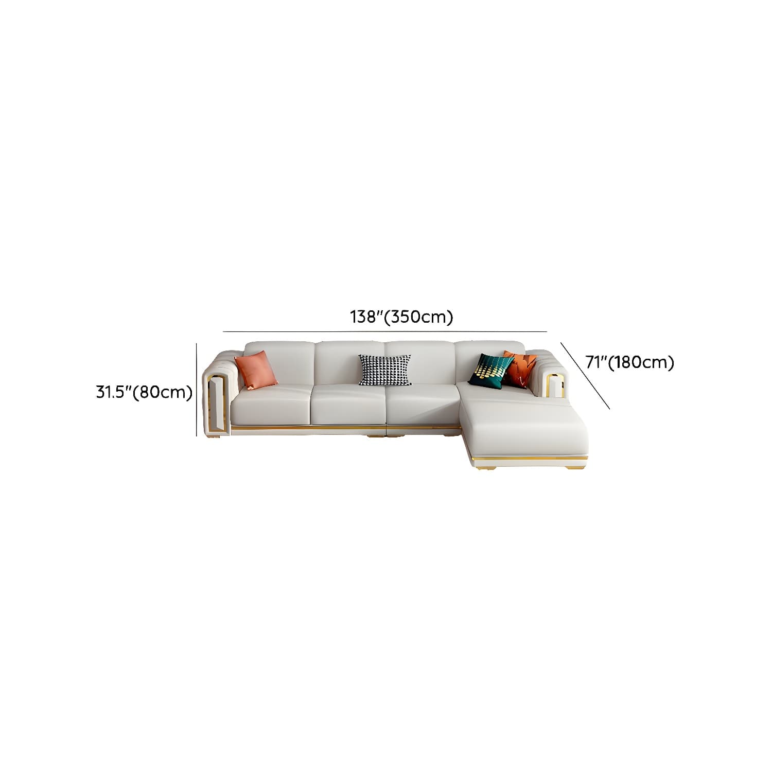Glam Genuine Leather Sofa and Chaise in Beige with Square Arm - image 23