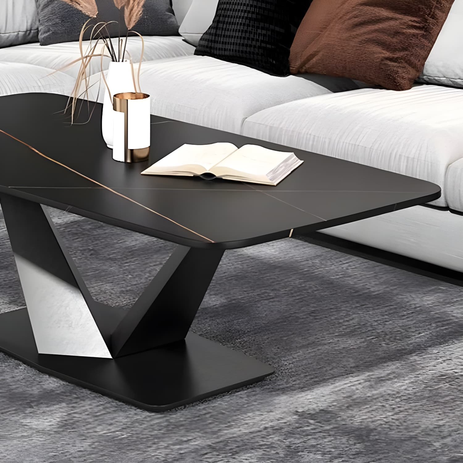 Contemporary Square Stone Coffee Table with Scratch Resistant - image 9