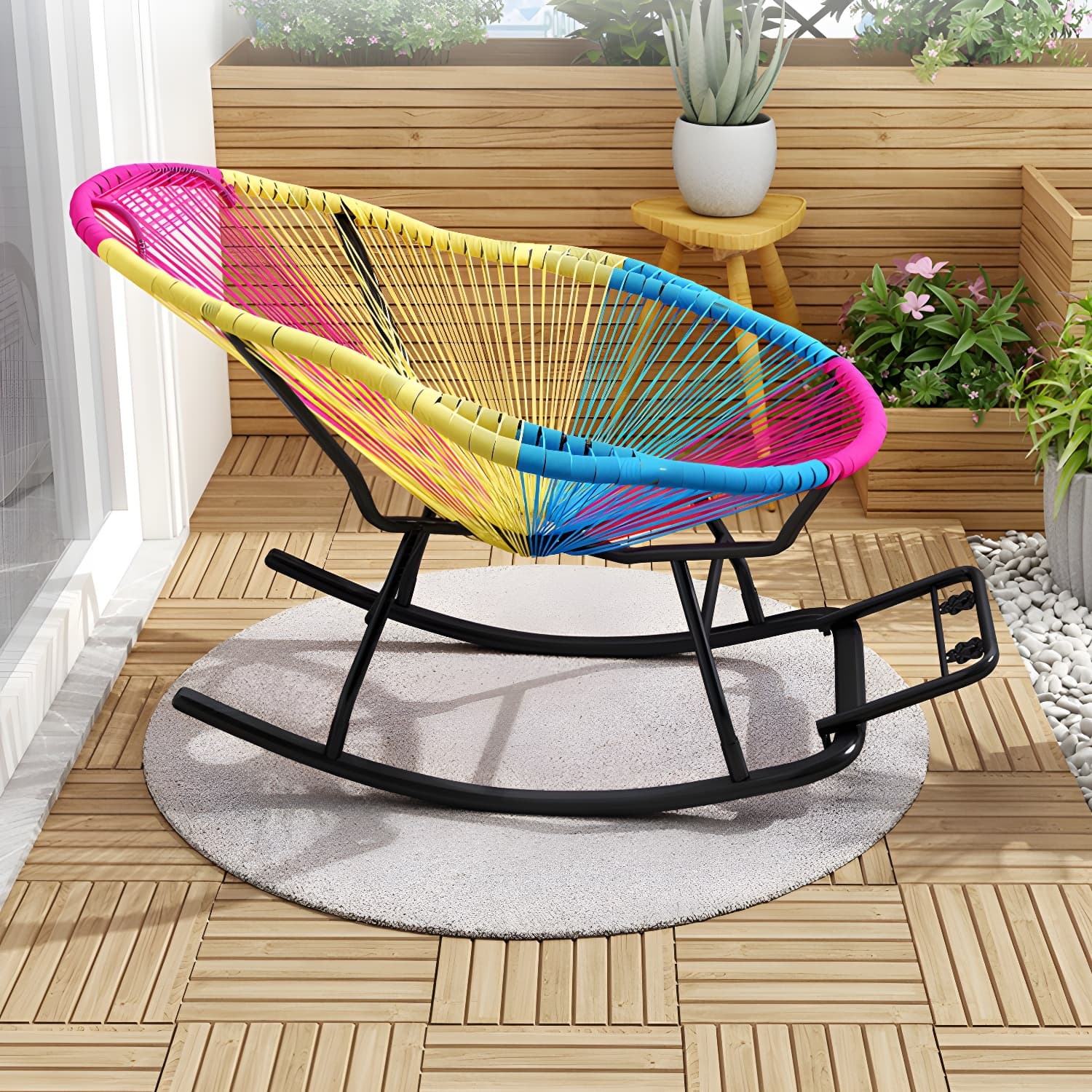Rocking Accent Chair Wicker Contemporary Living Room Spindle Metal - image 10