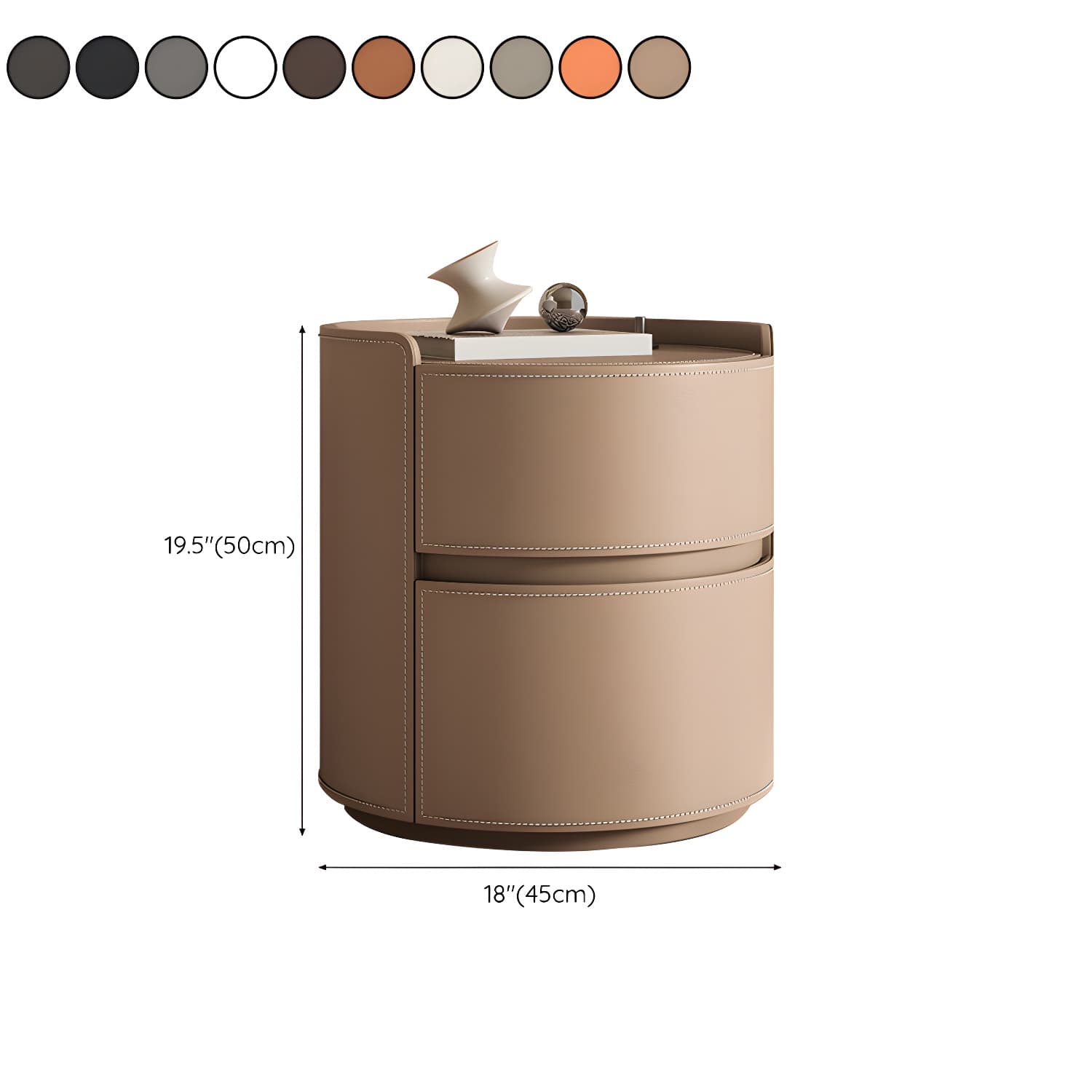 Modern Wood Nightstand with 2 Drawers and No Distressing Brown Color - image 21
