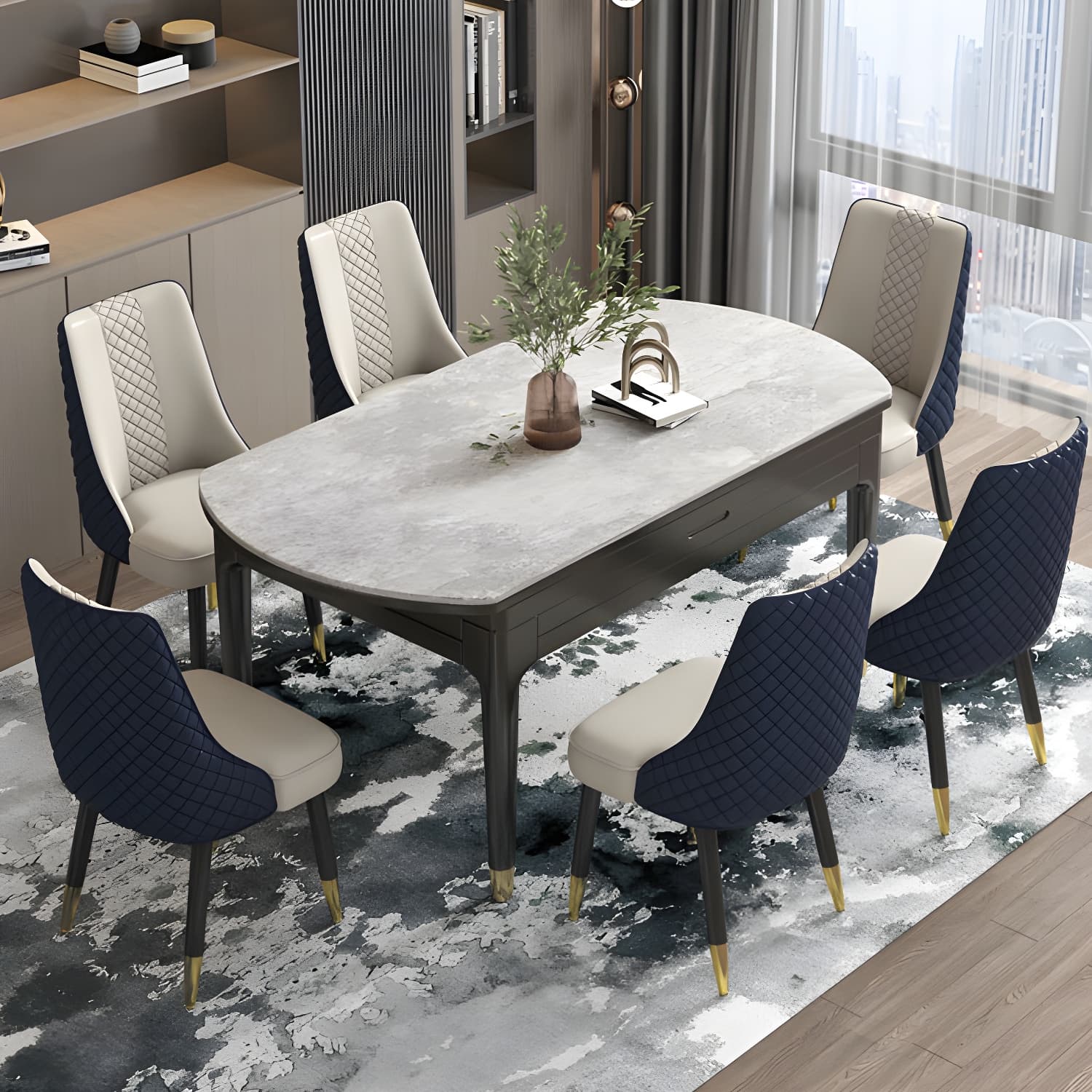 Industrial Style Dining Chairs Faux Leather Kitchen Chairs with Wood Legs - image 25
