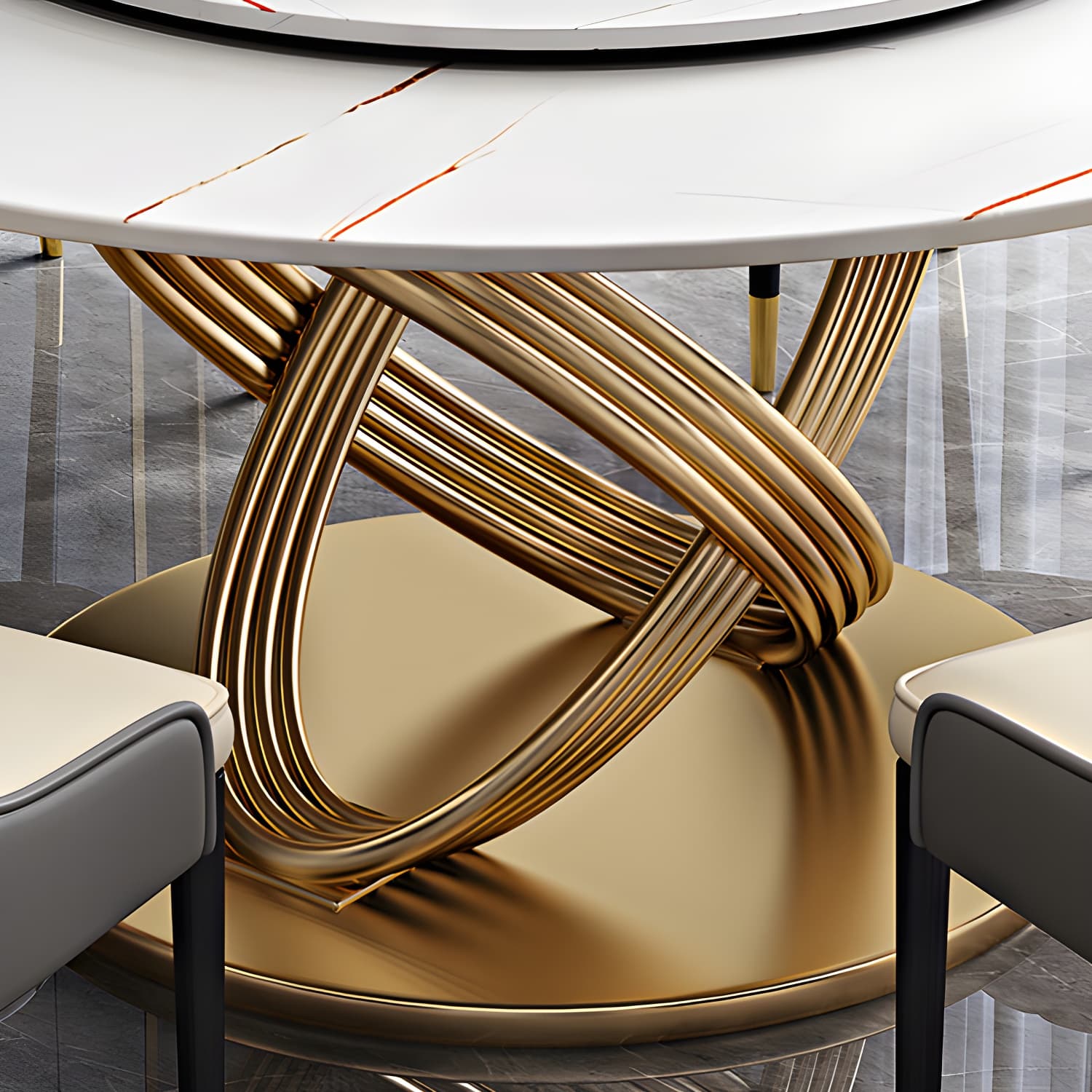 Traditional Luxury Dining Table Round Convertible Dining Table with Pedestal - image 8