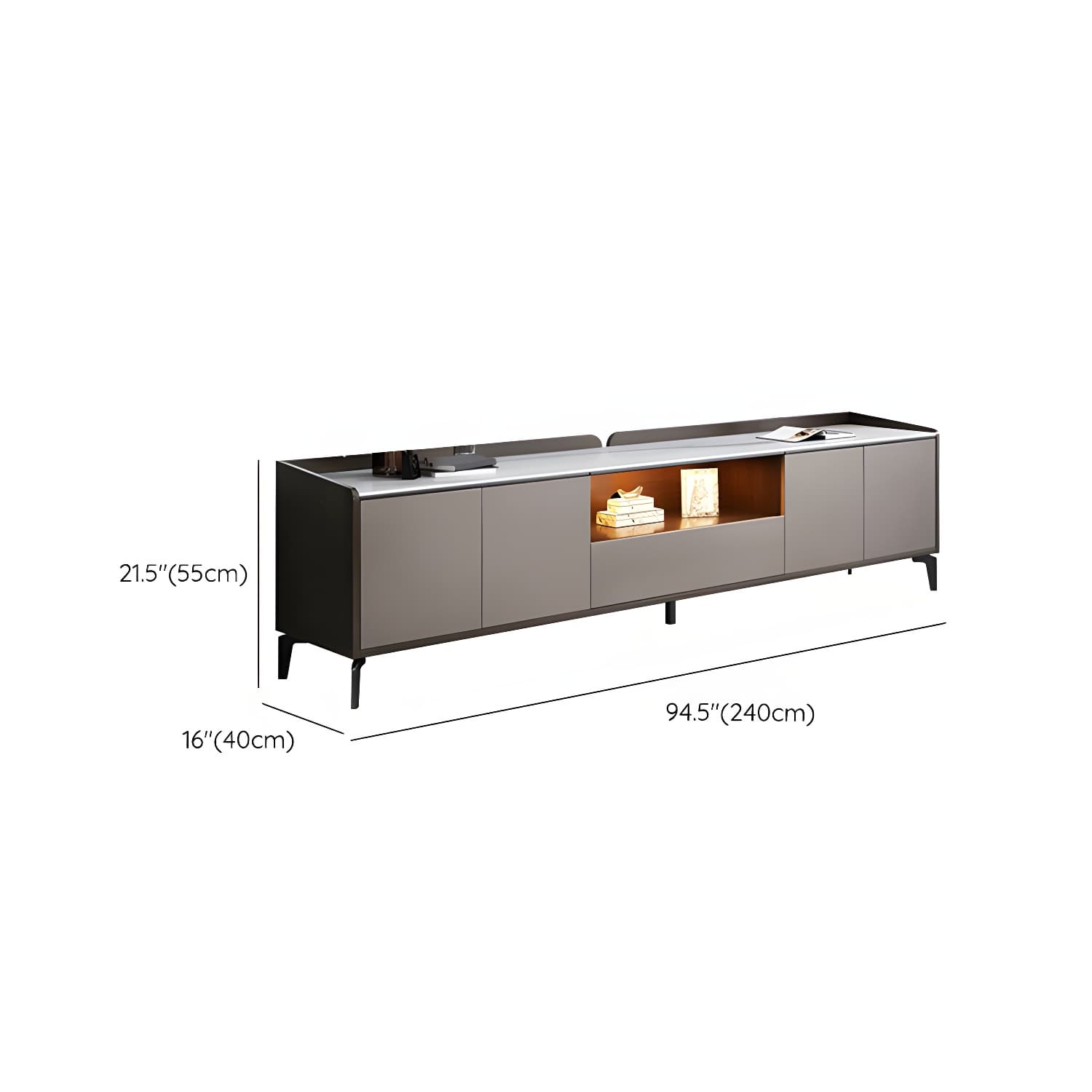 Stone Media Console TV Stand Modern TV Stand Console with Drawer - image 14