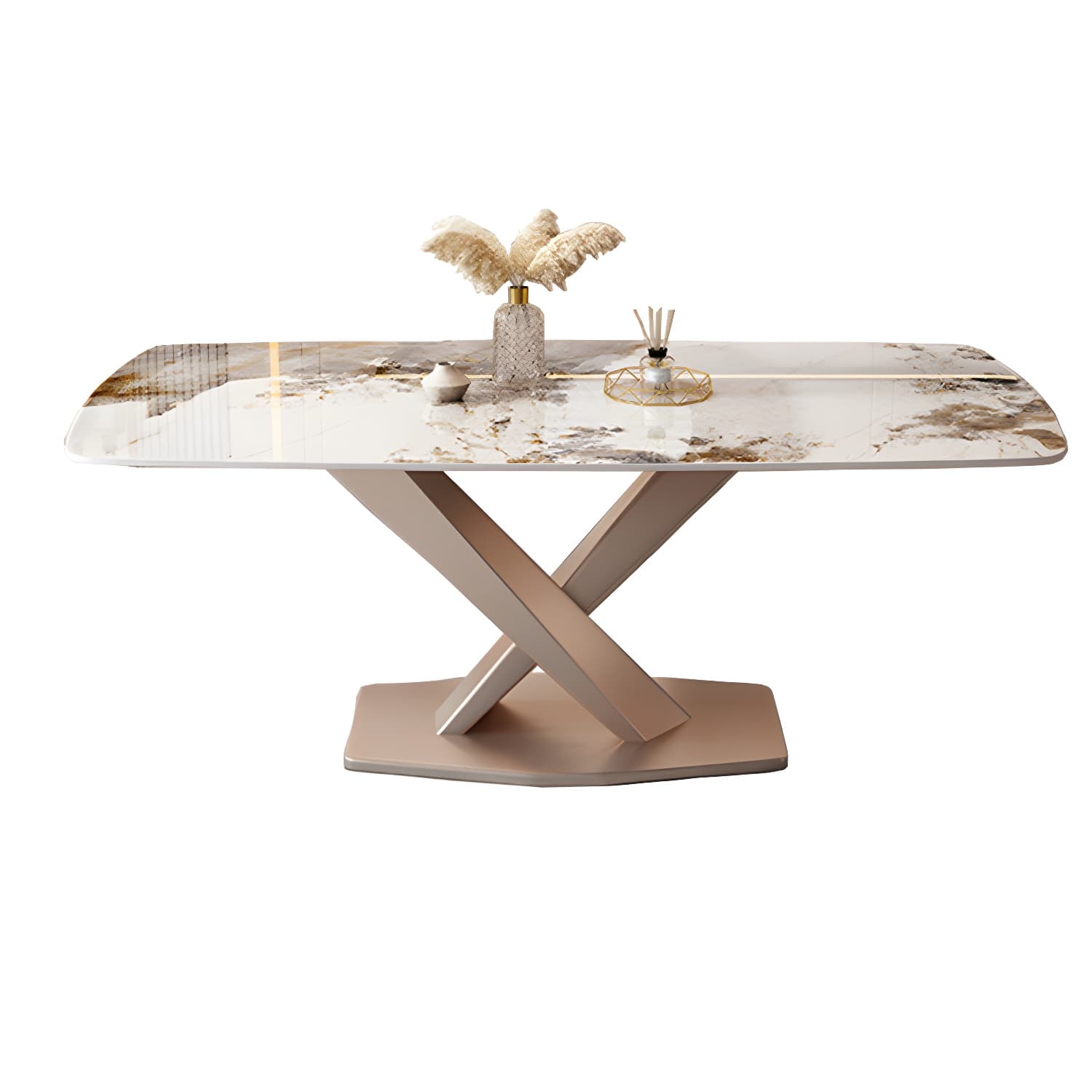Modern Rectangle Dining Table Set 1/2/5/7 Pieces with Metal Base Kitchen Furniture Set - image 5
