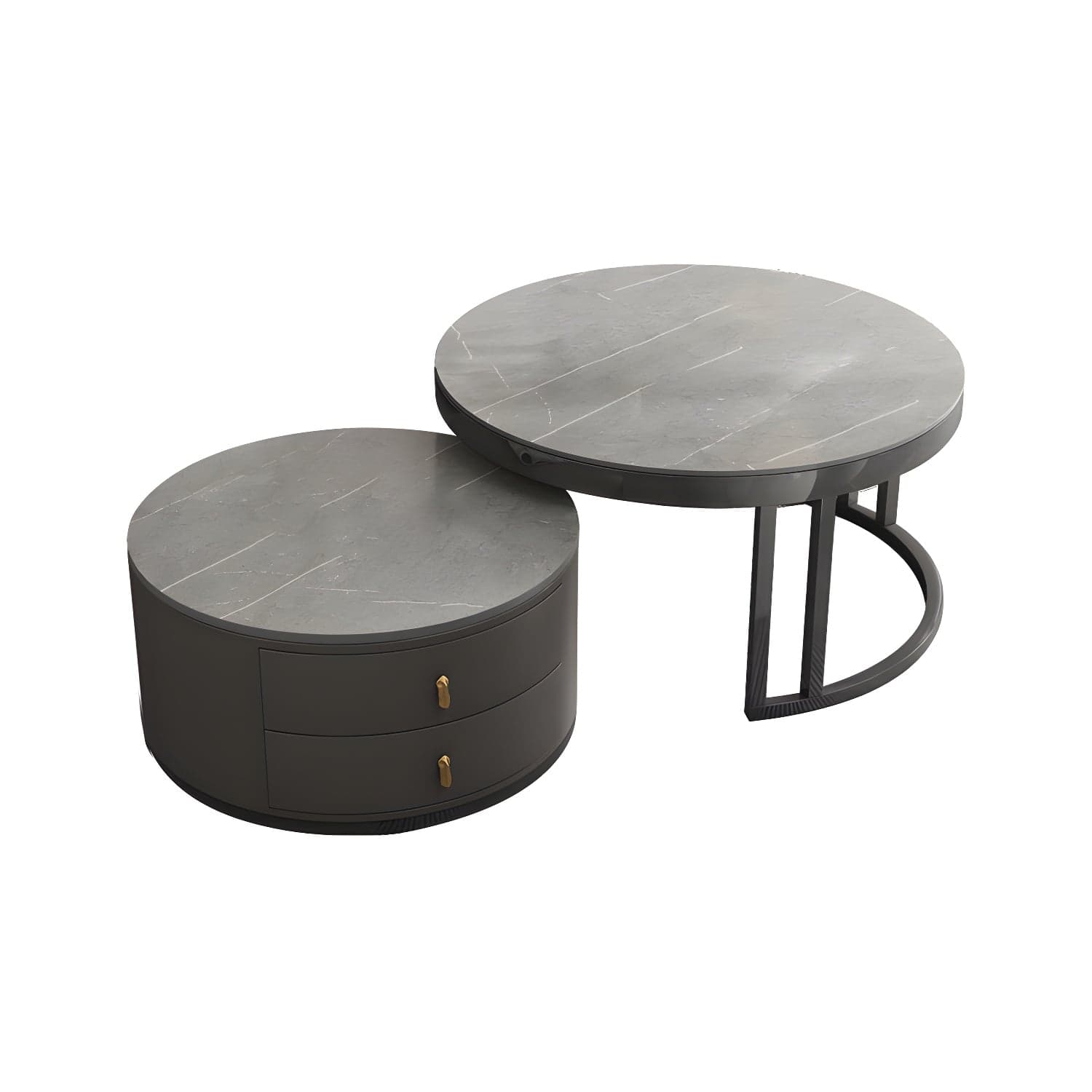Round Tropical Coffee Table Storage 2 Nesting Coffee Table Set - image 6