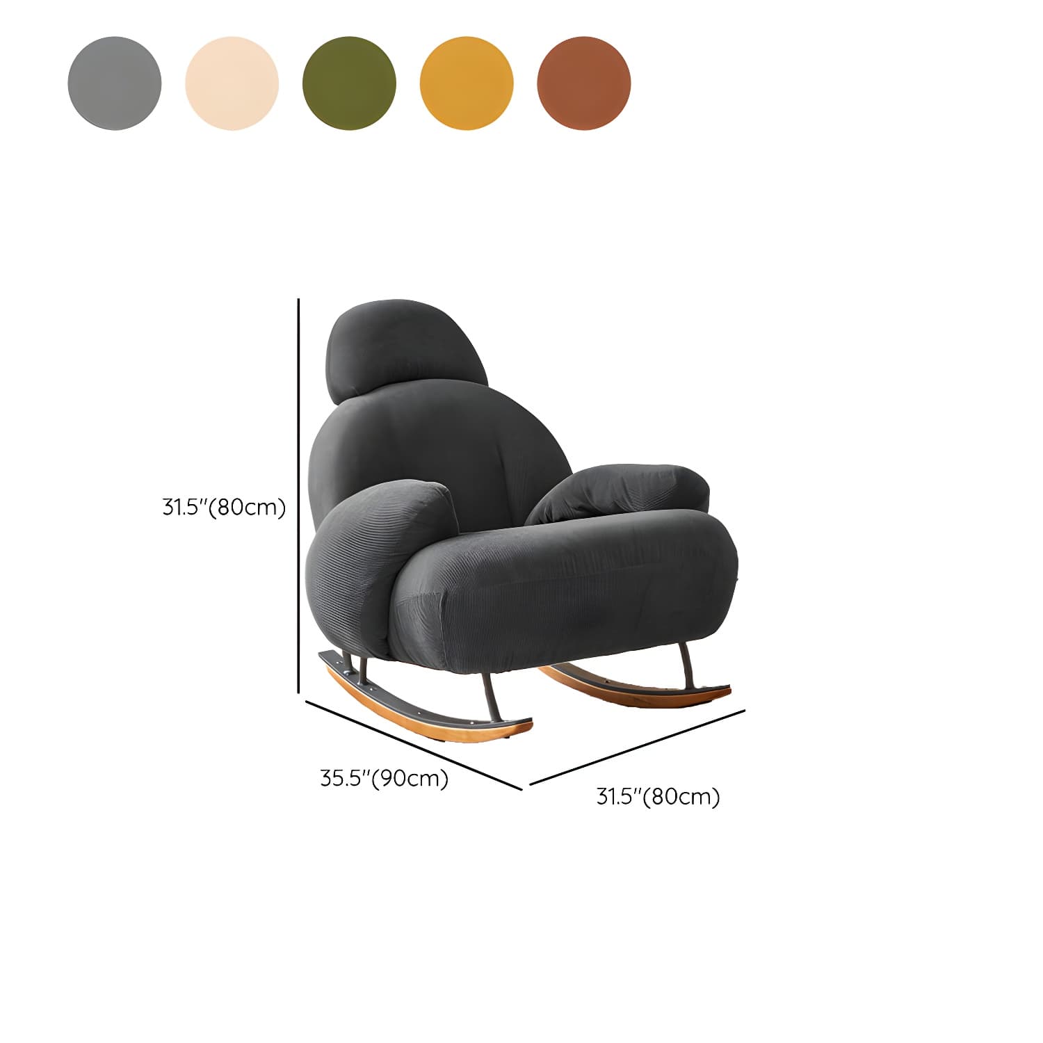 Spindle Living Room Contemporary Reclining Upholstered Rocking Accent Chair - image 24
