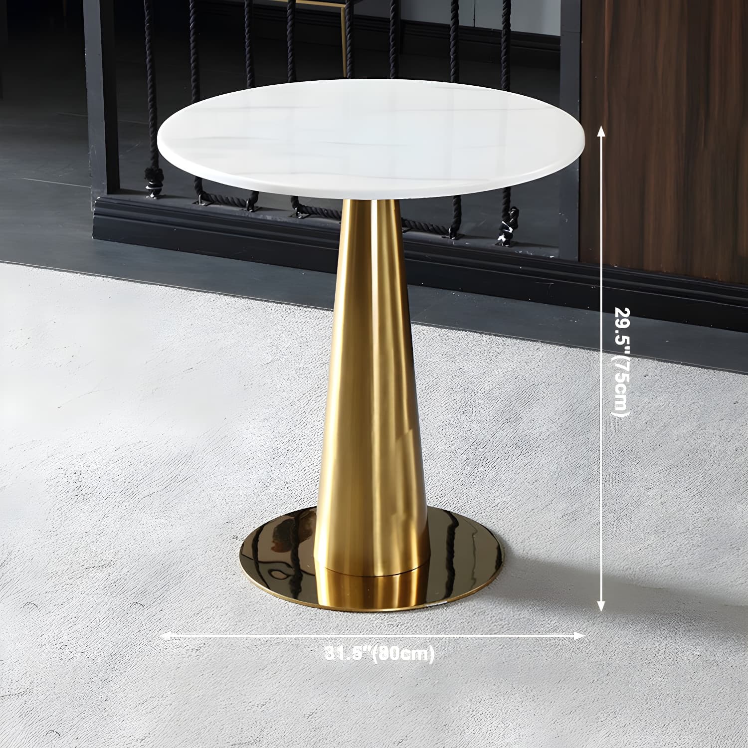 Metal Traditional Luxury Round Table Marble Top Indoor Table with Pedestal - image 43