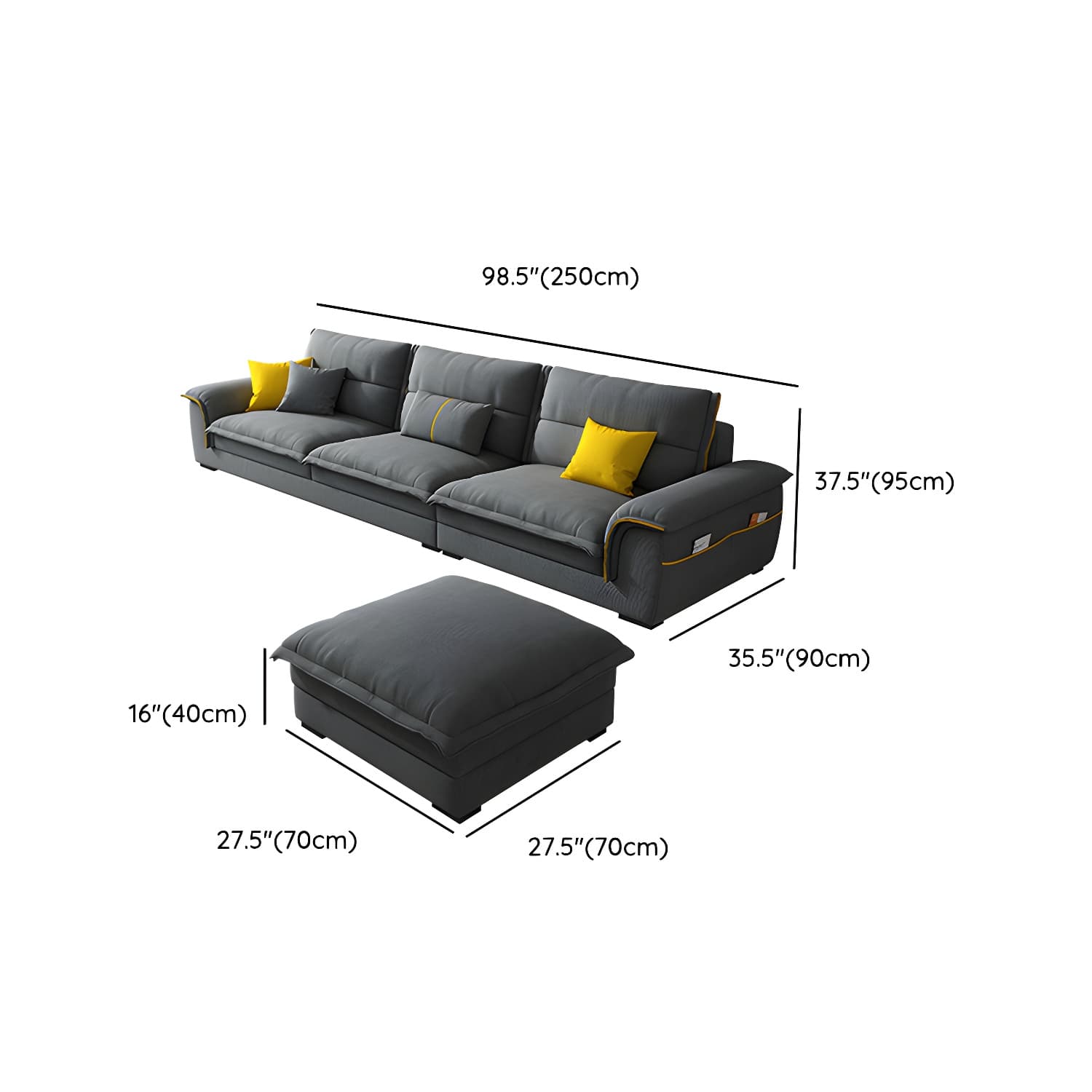 Modern Gray Cotton and Linen Sectional Sofa with Wood Frame and Storage Included - image 18