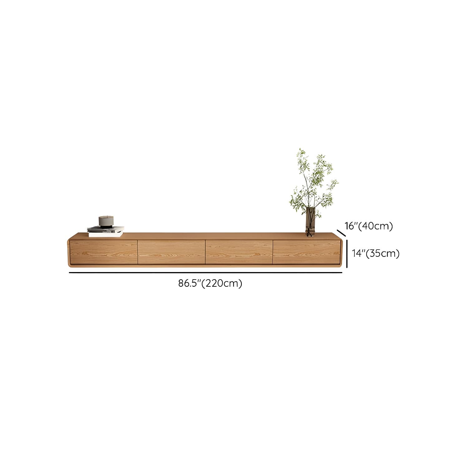 Contemporary Wood Media Console TV Stand in Natural with Drawers - image 13