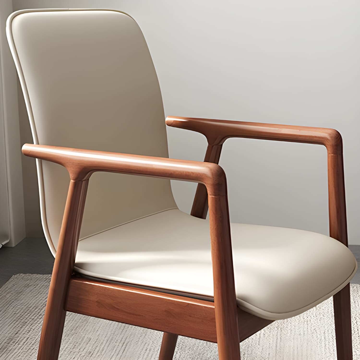 Modern Style Chair Dining Arm Chairs with Wooden Legs for Kitchen - image 17