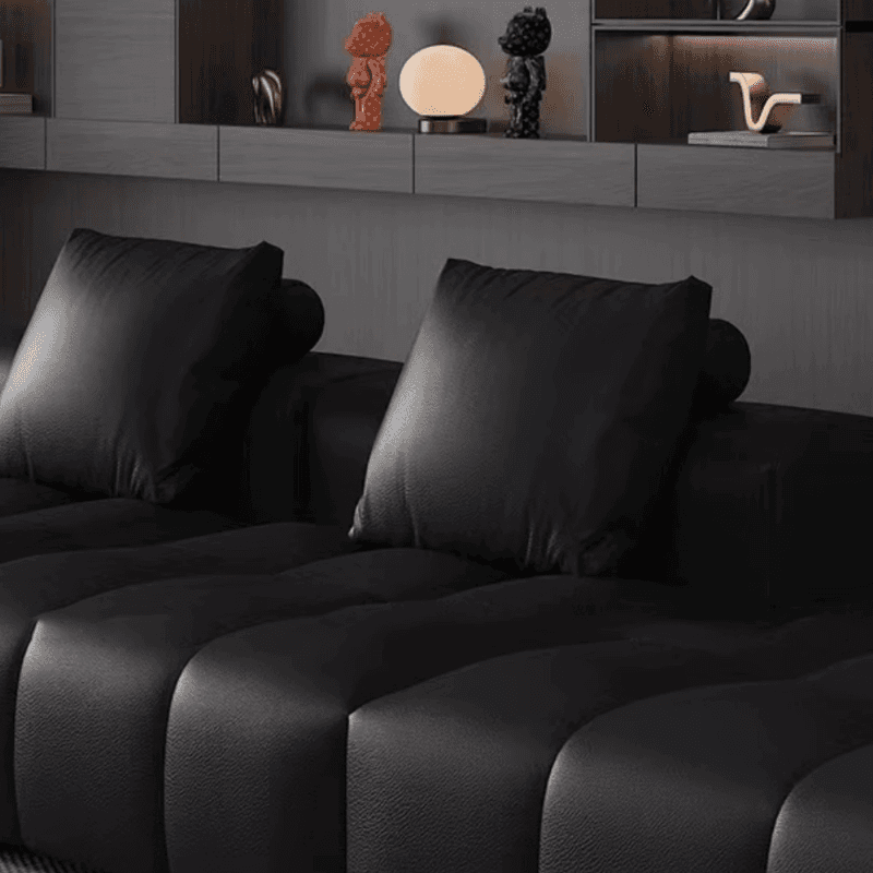 Tear Resistant Standard Sofa/Loveseat/Single Sofa in Midnight Black Genuine Leather - image 4