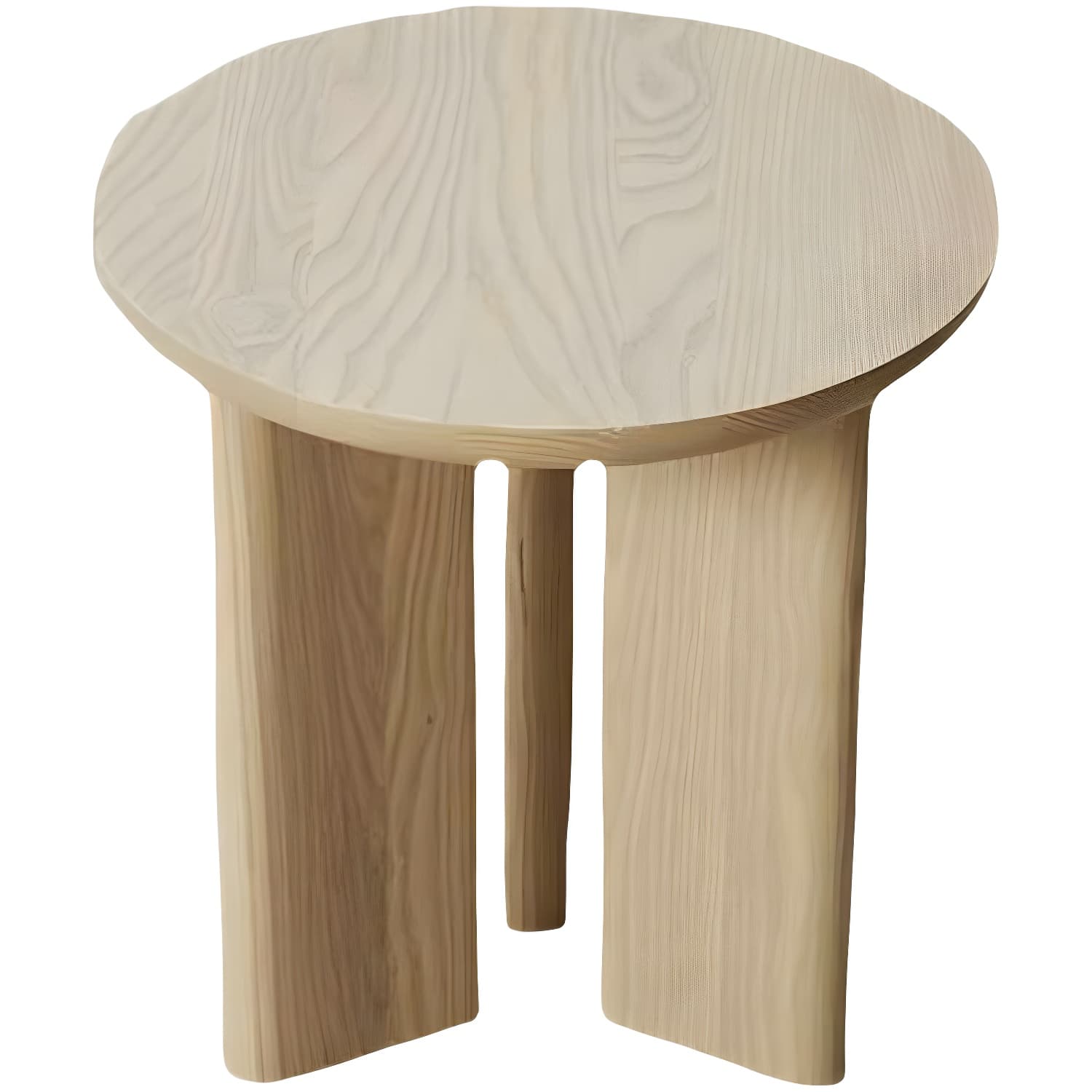 Scandinavian Round Wood Coffee Table with Three-Leg Base and Standard Height - image 5
