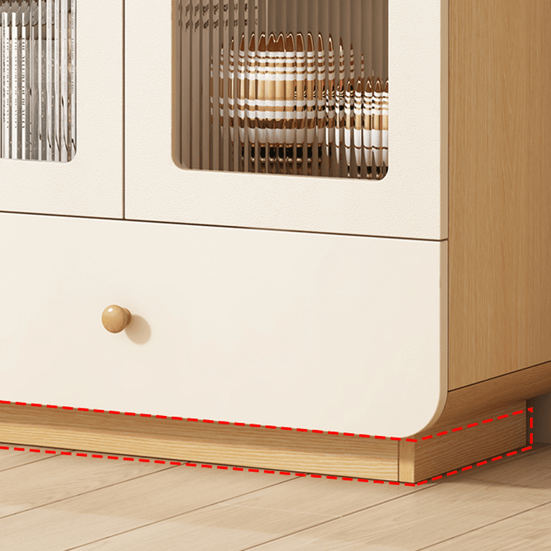 Modern White Lumber Narrow Sideboard with Single Drawer, 4 Shelves/Three Internal Shelves/Two Internal Shelves, Glass-panel Door - image 3