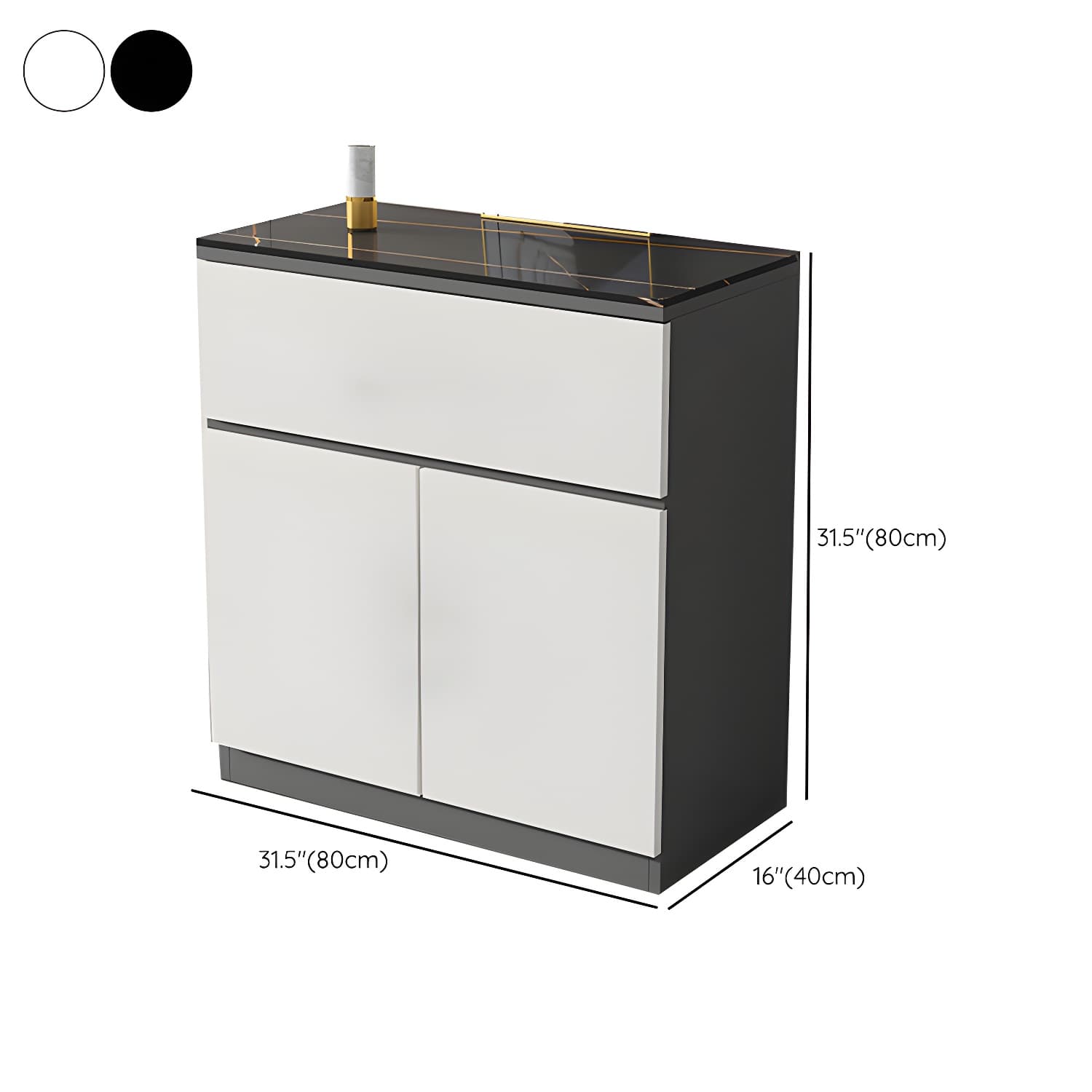 Contemporary Stone Top Sideboard Cabinet with Drawer and Door - image 8