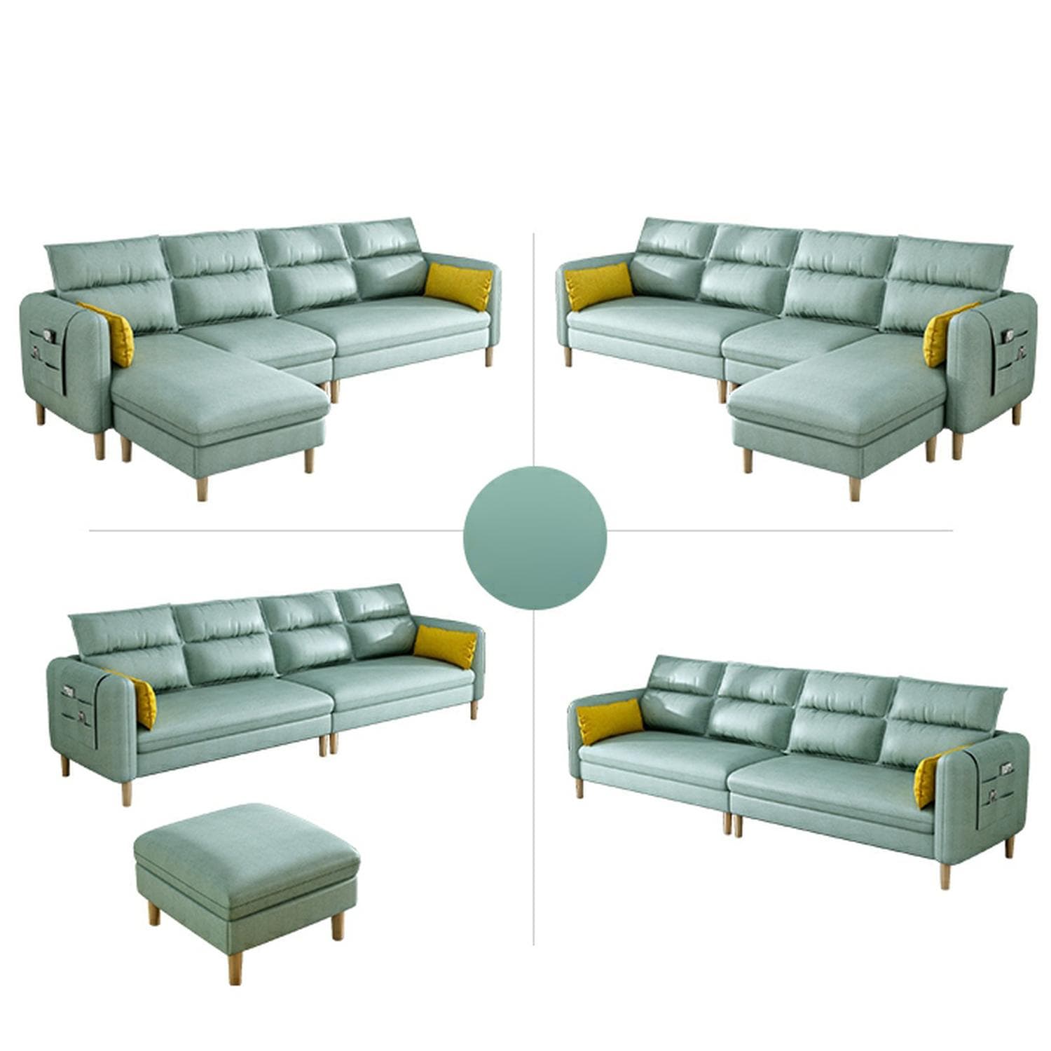 Modern Square Arm Storage Sofas with Loose Back and Ottoman for Living Room - image 20