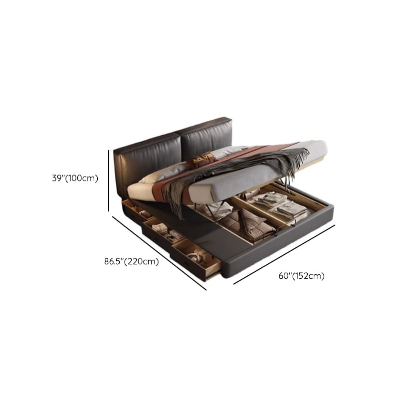 Light Gray Solid Color Storage Bed/Platform Bed with 3 Storage Boxes and Pine Wood Frame for Living Room - image 20