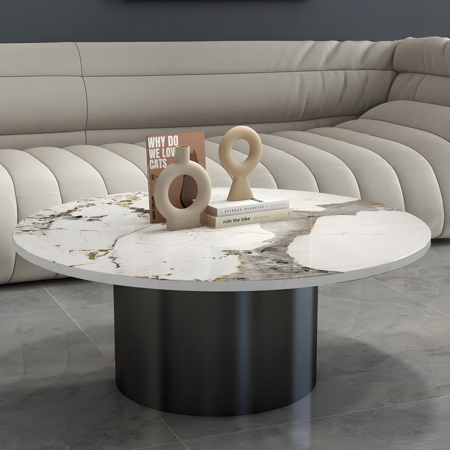 Pedestal Cocktail Table Contemporary Slate Top Coffee or End Table - image 11