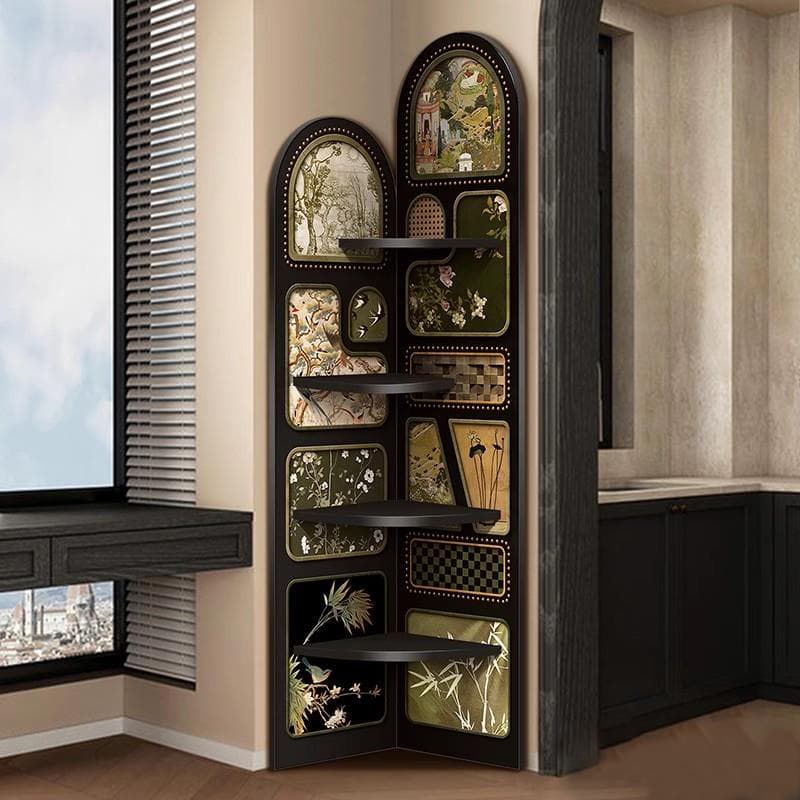Modern Simple Style Nook Decorative Cabinet with 3/4 Exterior Shelves, Lumber Countertop in Midnight Black - image 5