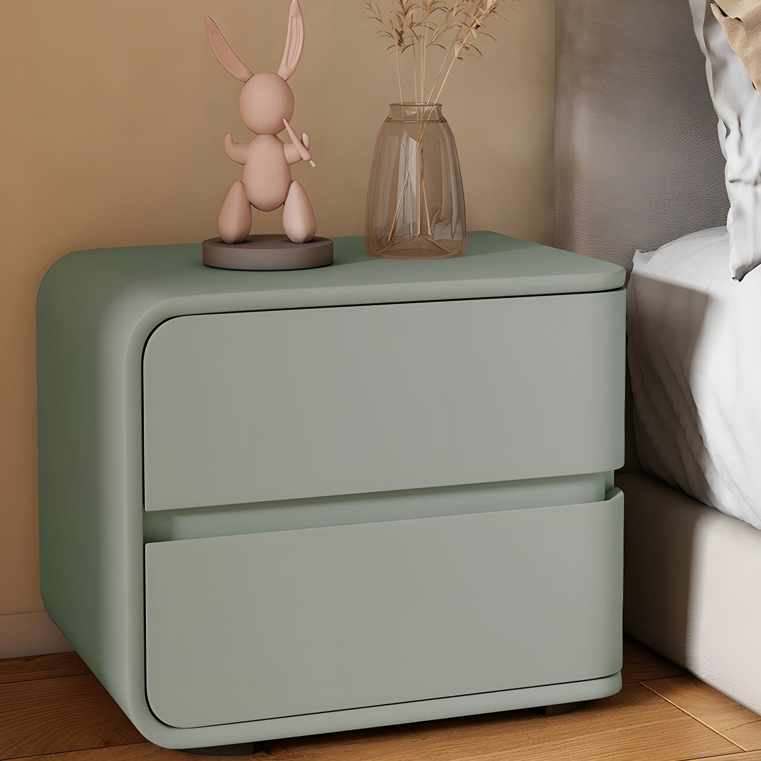 Scandinavian Pine Accent Table Nightstand Drawers Included with Legs - image 3