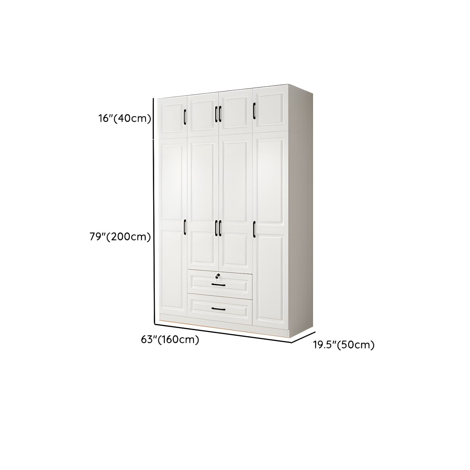 White Wood Wardrobe Armoire with Drawers, Shelves, and Clothing Rod - image 20