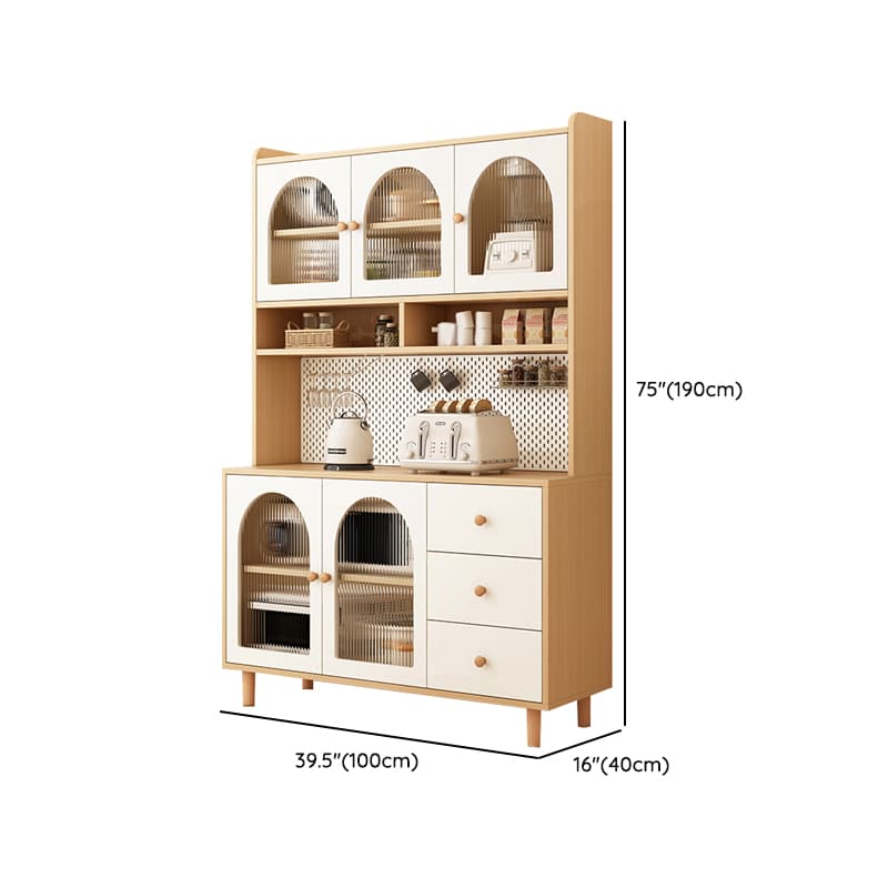 Scandinavian Wood Buffet 3 Cabinet Doors with Glass Interior Shelves - image 28