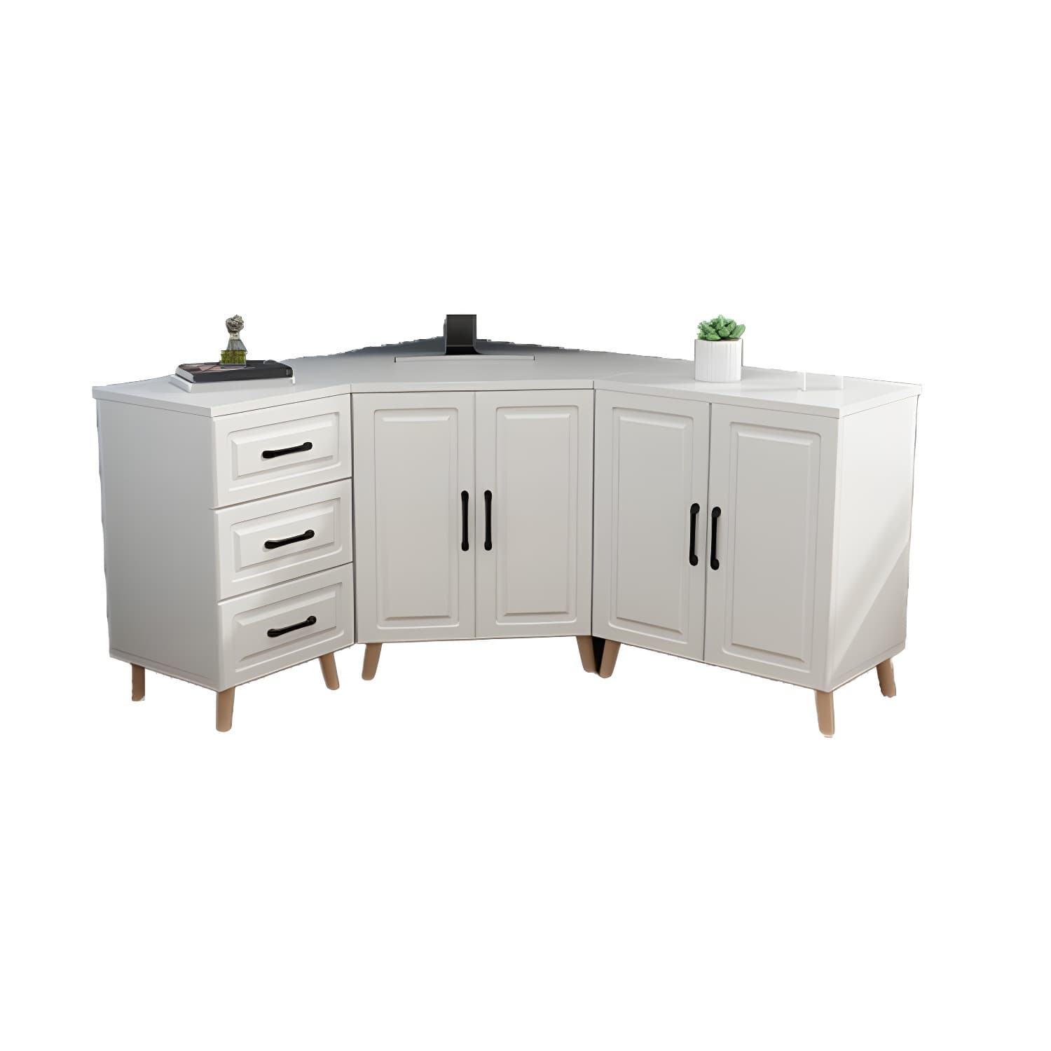 Bar Pulls Contemporary Manufactured Wood with Shelves Corner Accent Cabinet - image 11