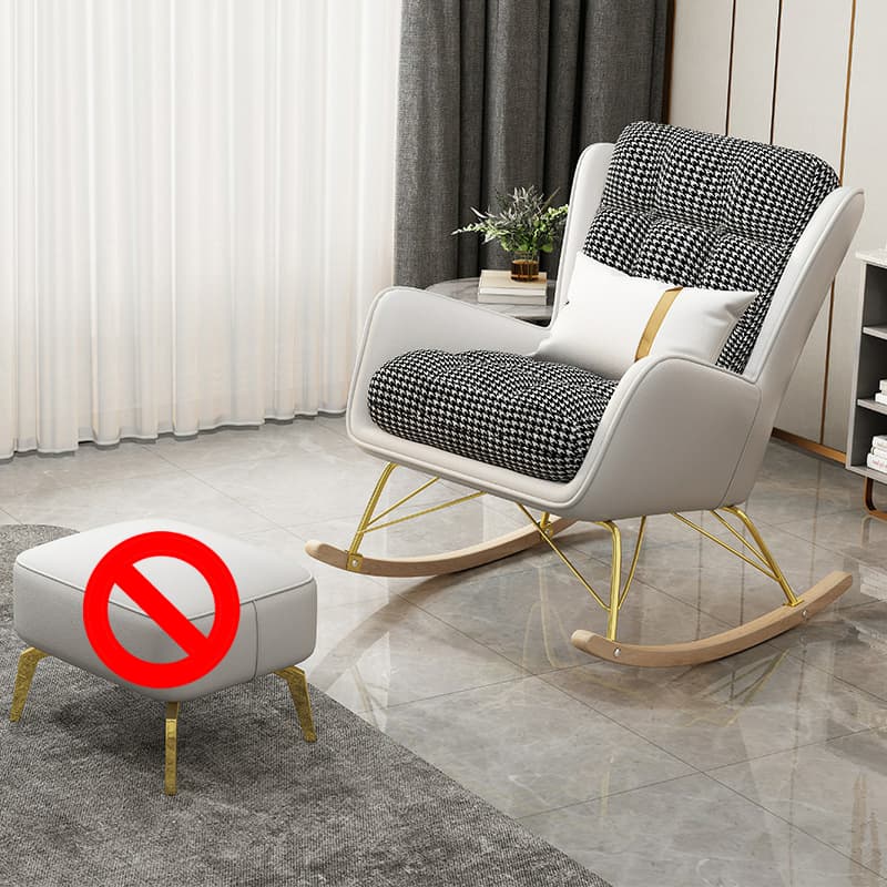 Rubberwood Stationary Rocking Armchair with Plaid and Back , Sand - image 4