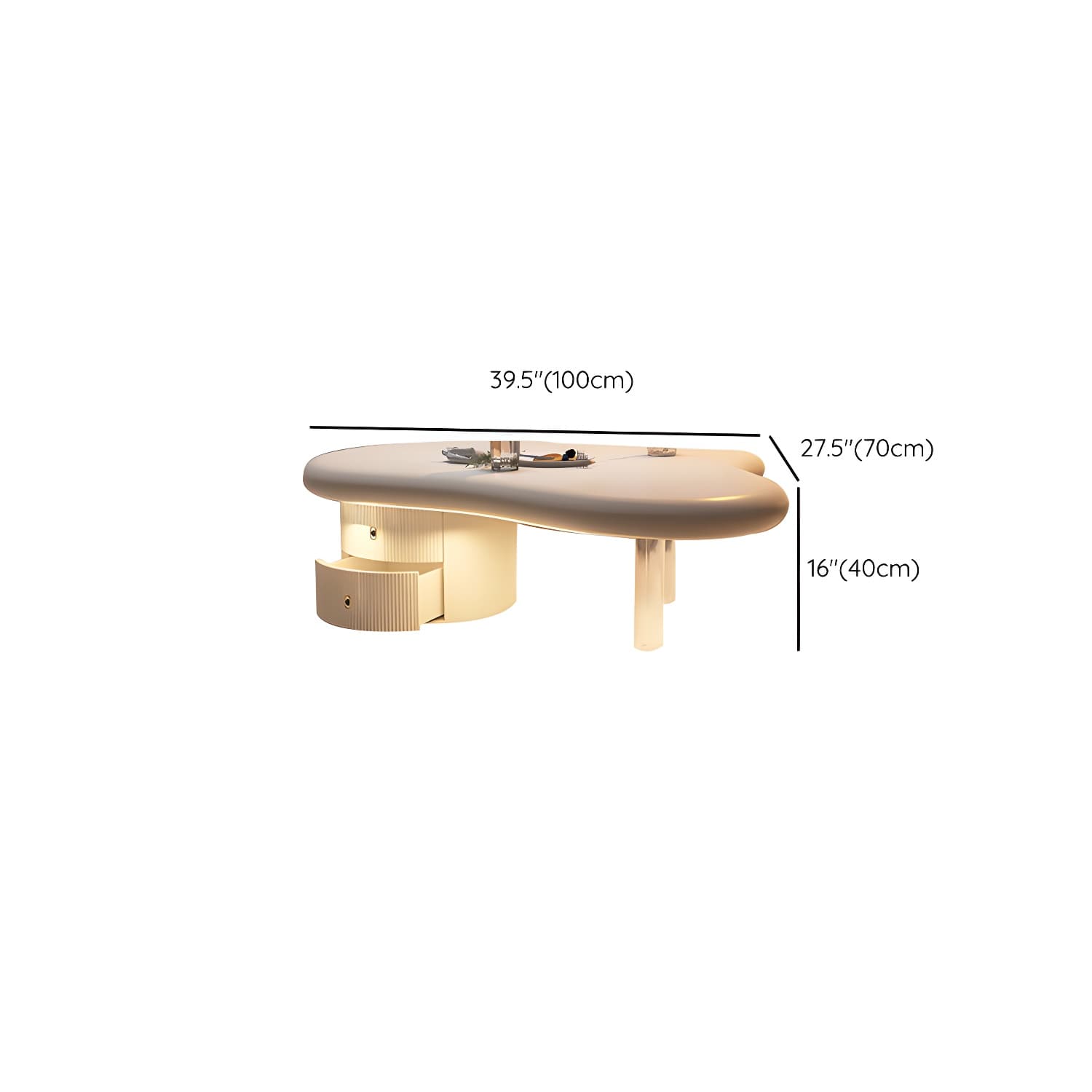 Nordic Irregular Coffee Table in White of 15.7" H with Acrylic Legs - image 17