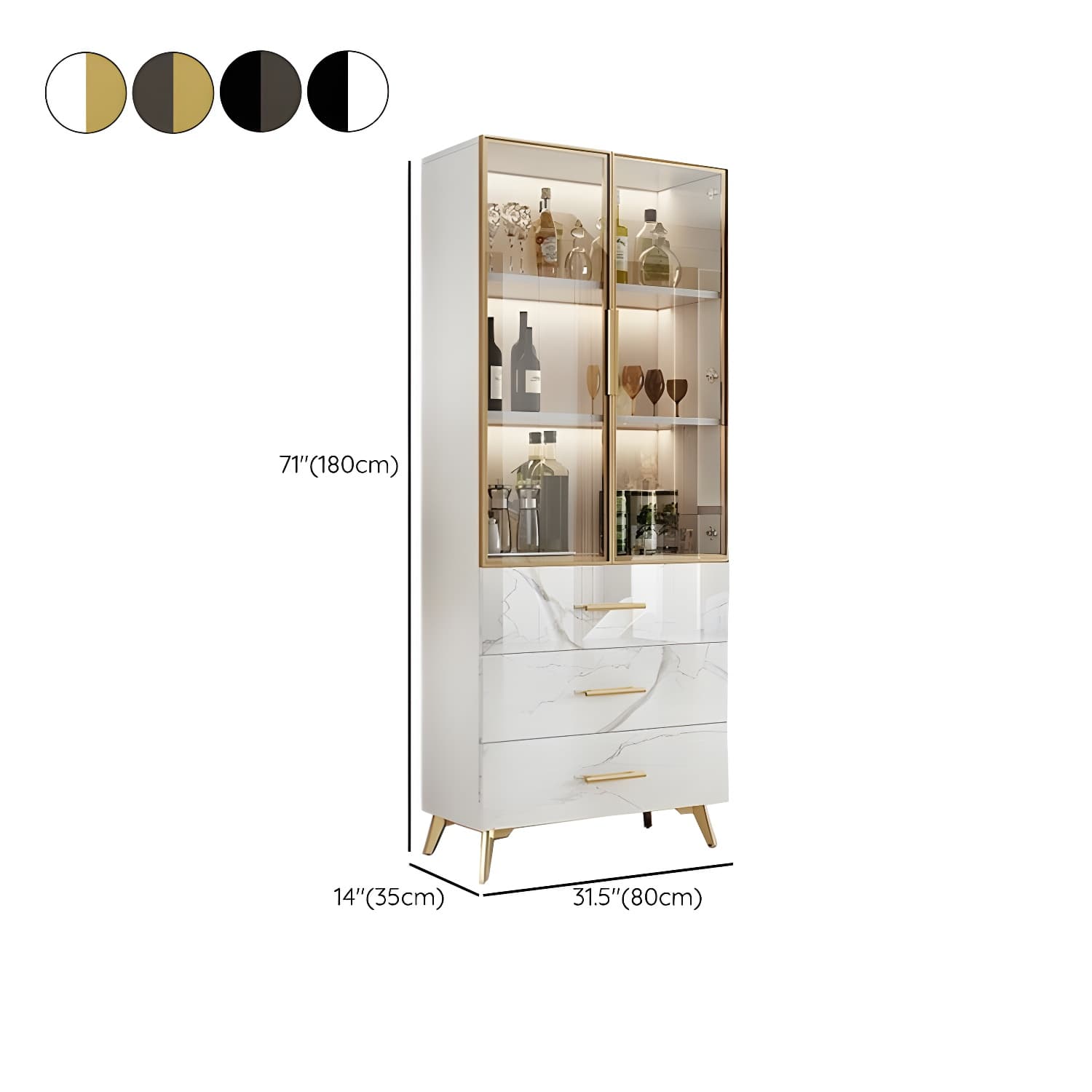 13.8'' Wood Two-Drawer Rectangular White and Black Accent Cabinet without Adjustable Shelf - image 13