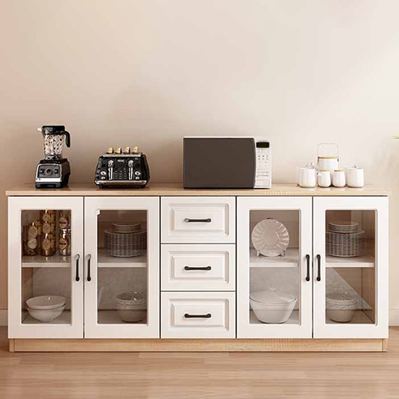 Modern Wood Buffet Cabinet with Glass Doors and Shelves - Full Assembly Needed - image 5