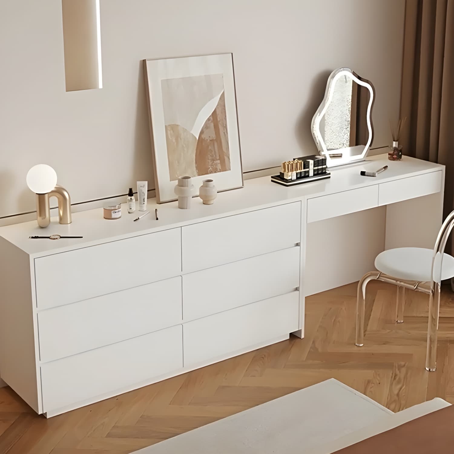 Modern Wood Vanity with Drawers, Large Size, Soft Close Glides, 40cm Width, 75cm Height - image 4