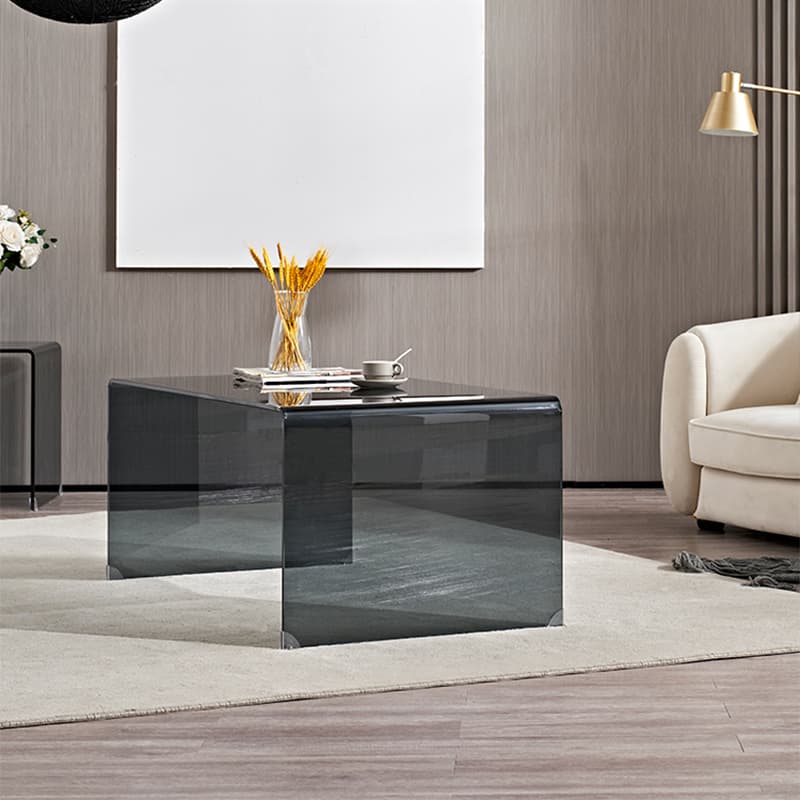 Modern Glass Coffee Table with Transparent Rectangular Top & Sleek Sled Base - image 6
