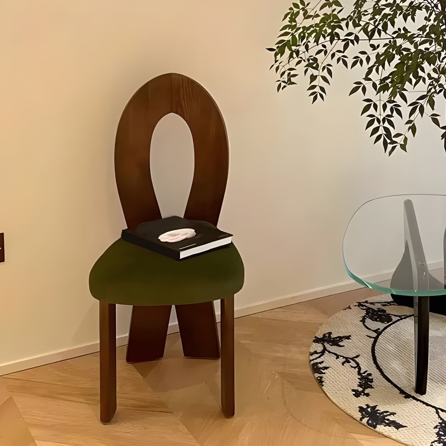 Modern Upholstered Side Chair with Wood Legs in Polyurethane for Kitchen & Dining - image 12